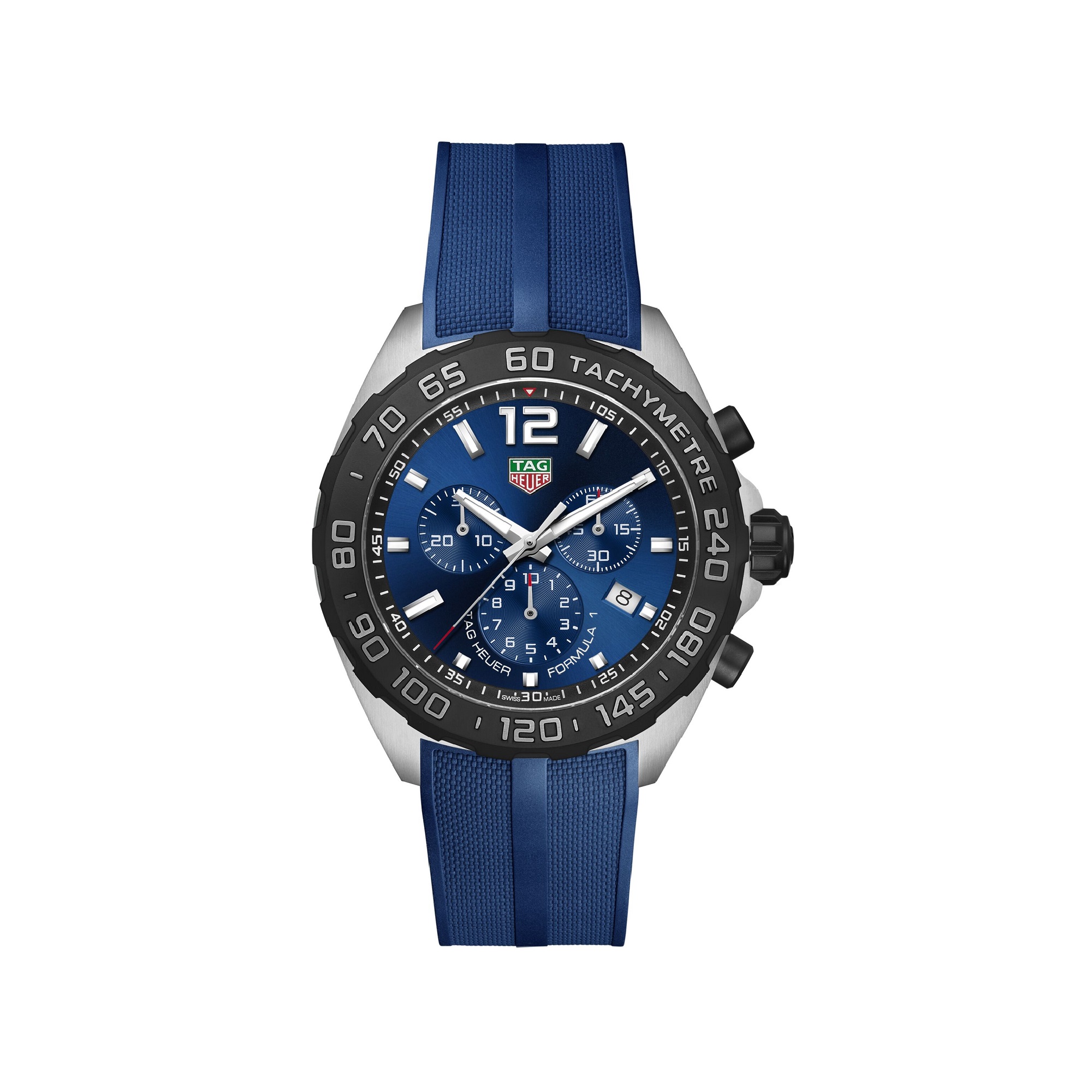 TAG Heuer Formula 1 Chronograph Blue Dial Blue Rubber Strap, 43mm
