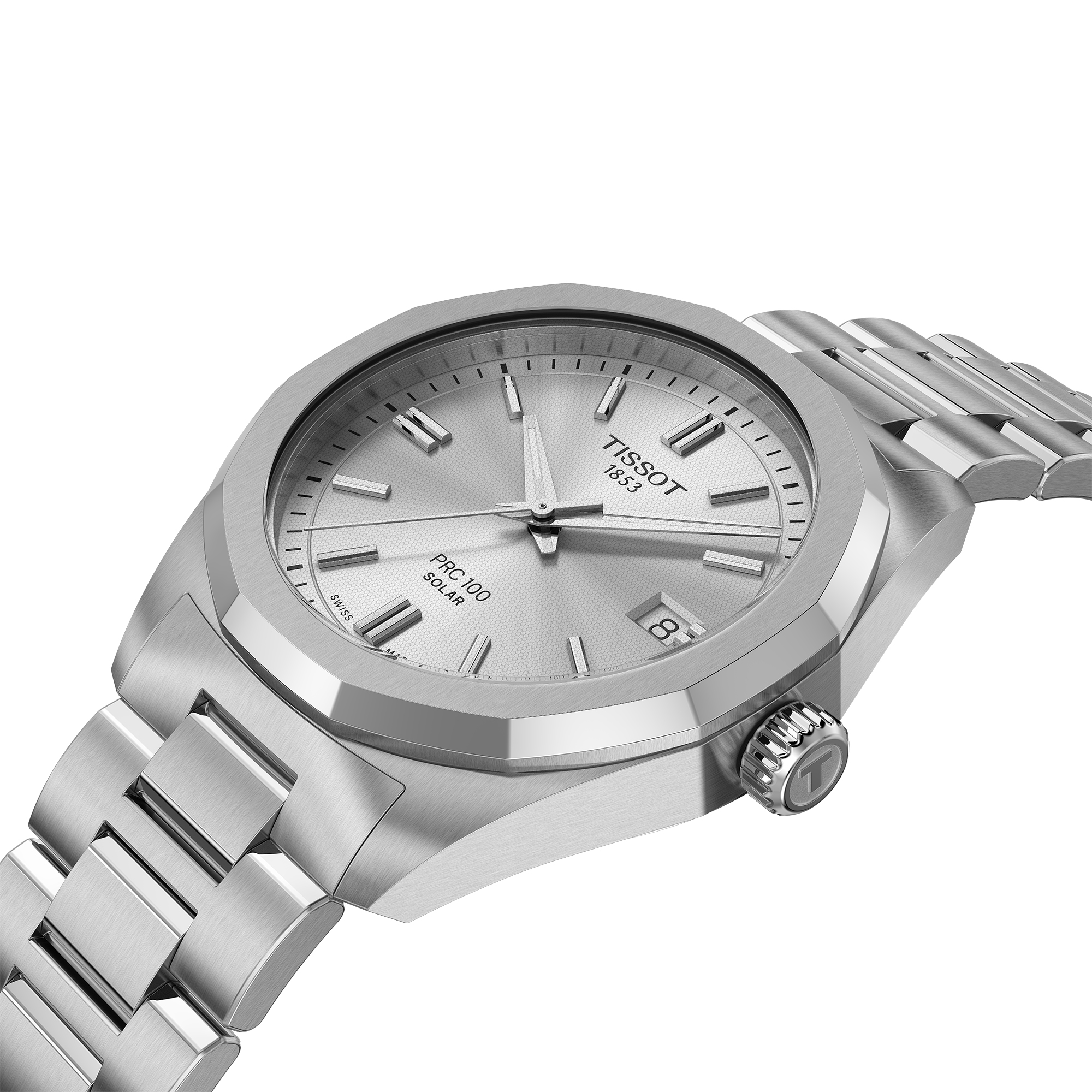 TISSOT PRC 100 Solar Silver Dial Watch, 34mm