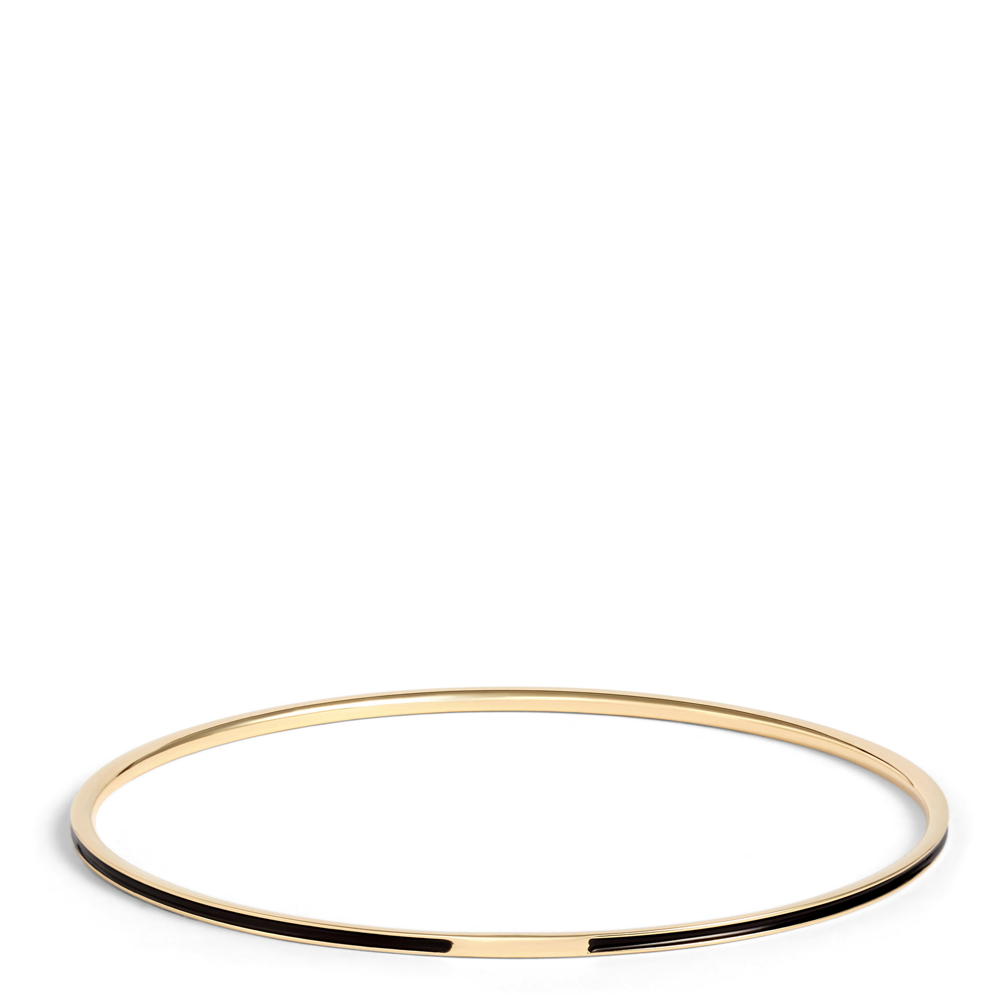 Toscano Black Enamel Slip On Bangle, 14K Yellow Gold