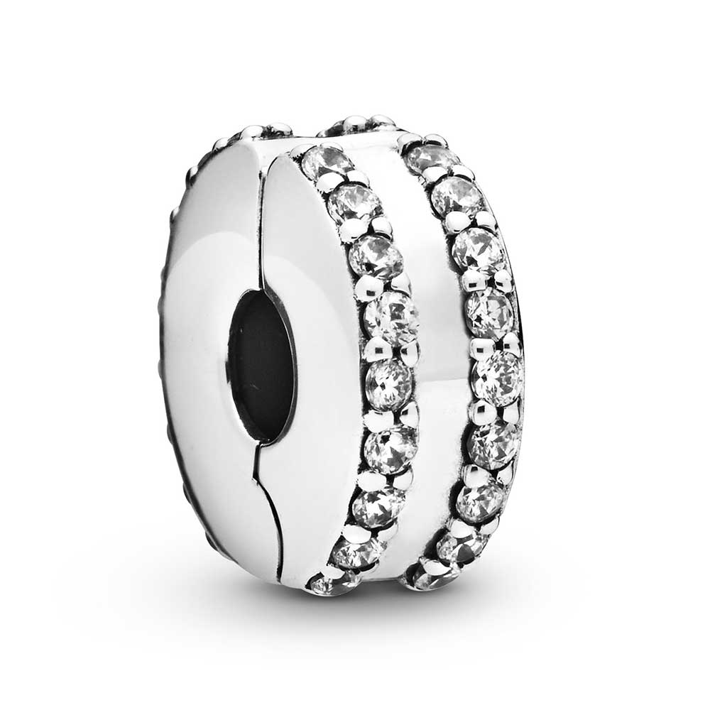 Double Lined Pave Clip Charm ×2個 セット Amazon.com: Pandora Double Lined Pavé Clip Charm
