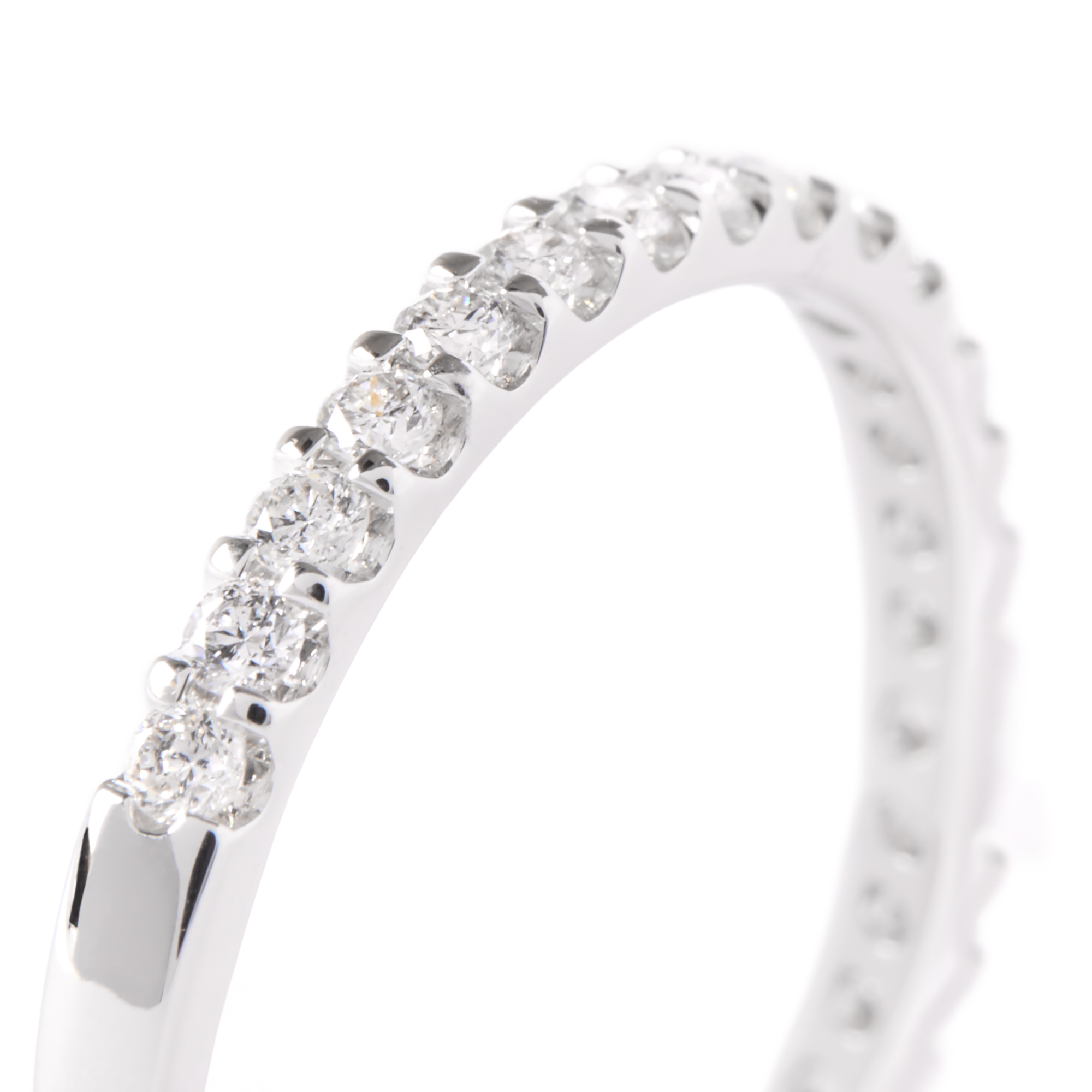 Round Diamond Wedding Band, 14K White Gold
