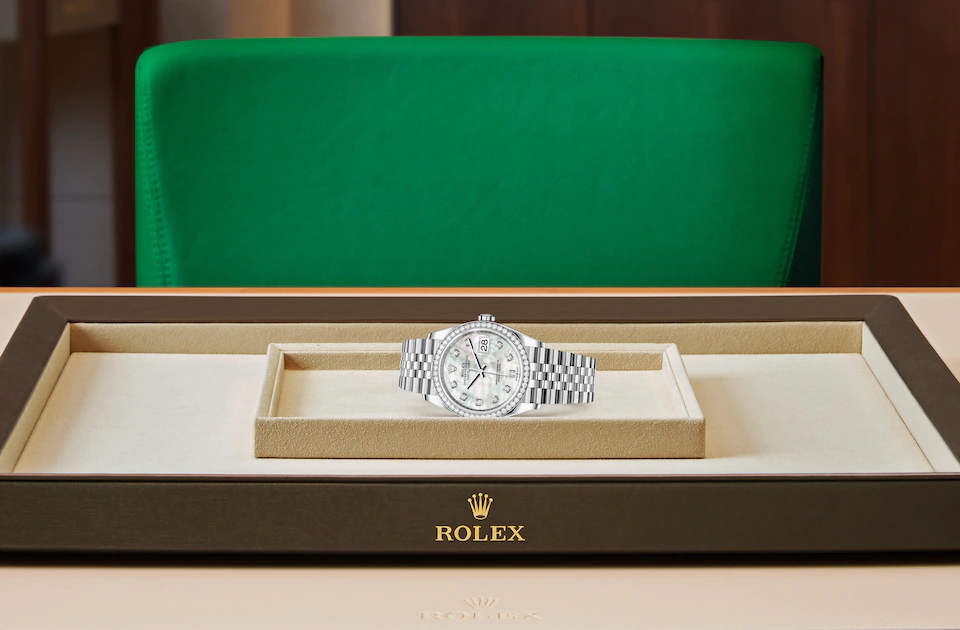 Rolex Datejust 36 Datejust Oyster, 36 mm, Oystersteel, white gold and diamonds - M126284RBR-0011 at Ben Bridge
