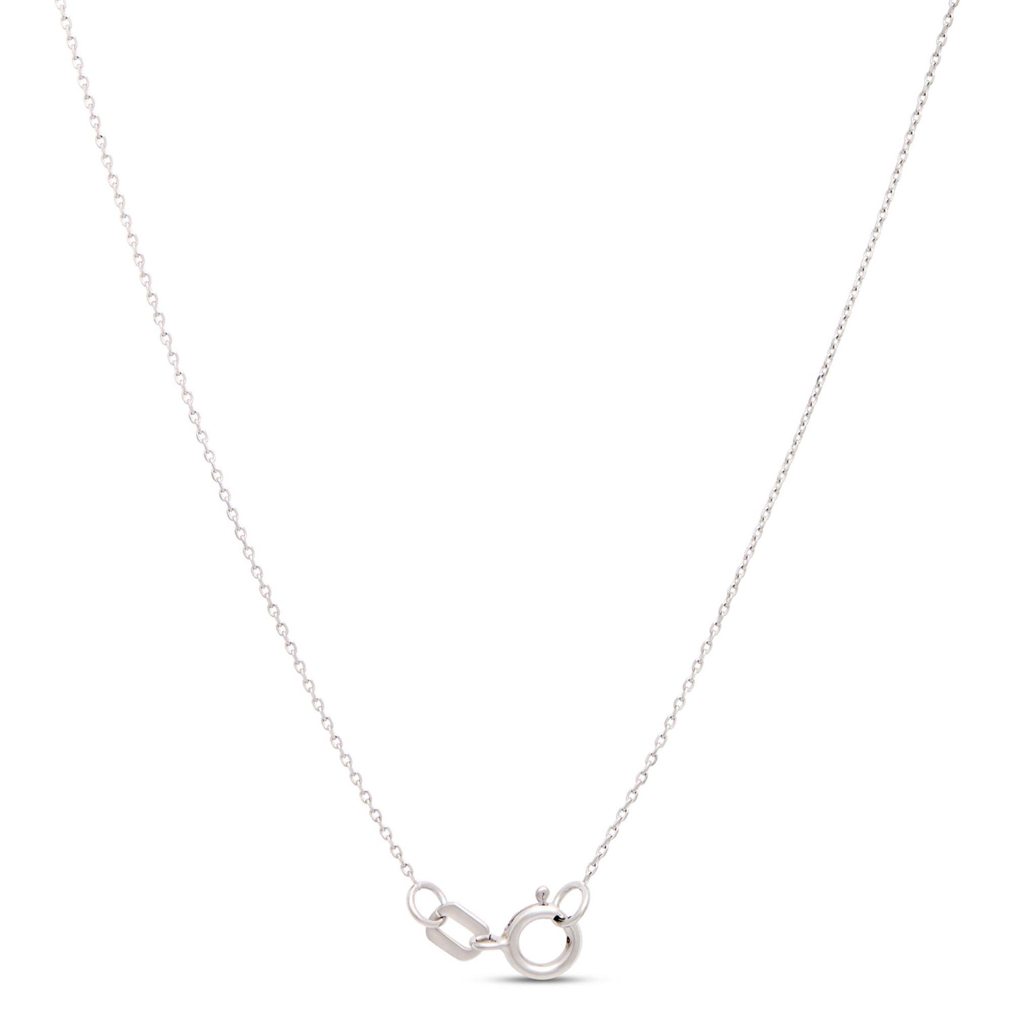 Classic Round Sapphire Diamond Halo Necklace, 1/10 Total Carat Weight, 14K White Gold