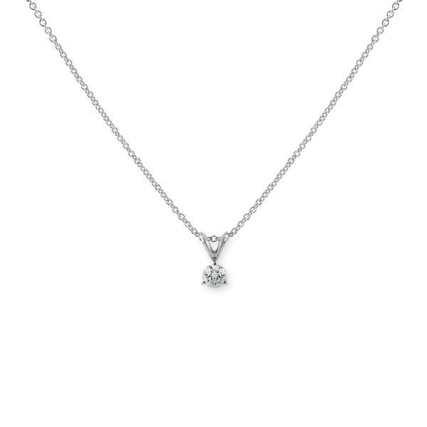 Classic Round Diamond Pendant, ⅕ Carat Total Weight, 14K White Gold