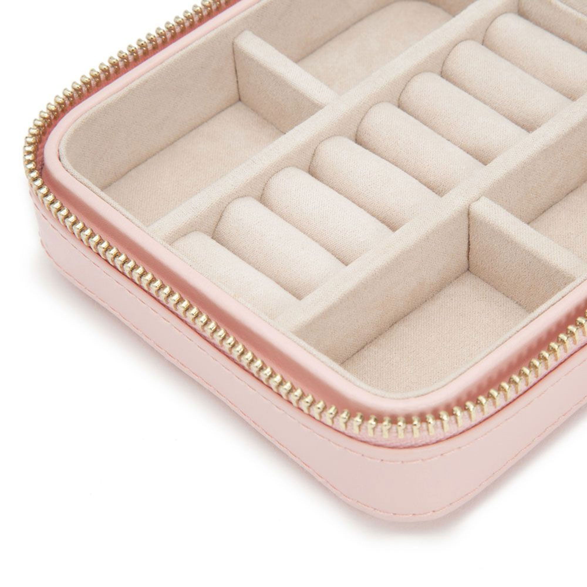 WOLF Caroline Zip Travel Case | Pink Quilted Leather