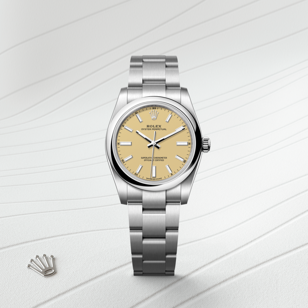 rolex oyster perpetual in oystersteel, m124200-0007 - watch with background color - ben bridge