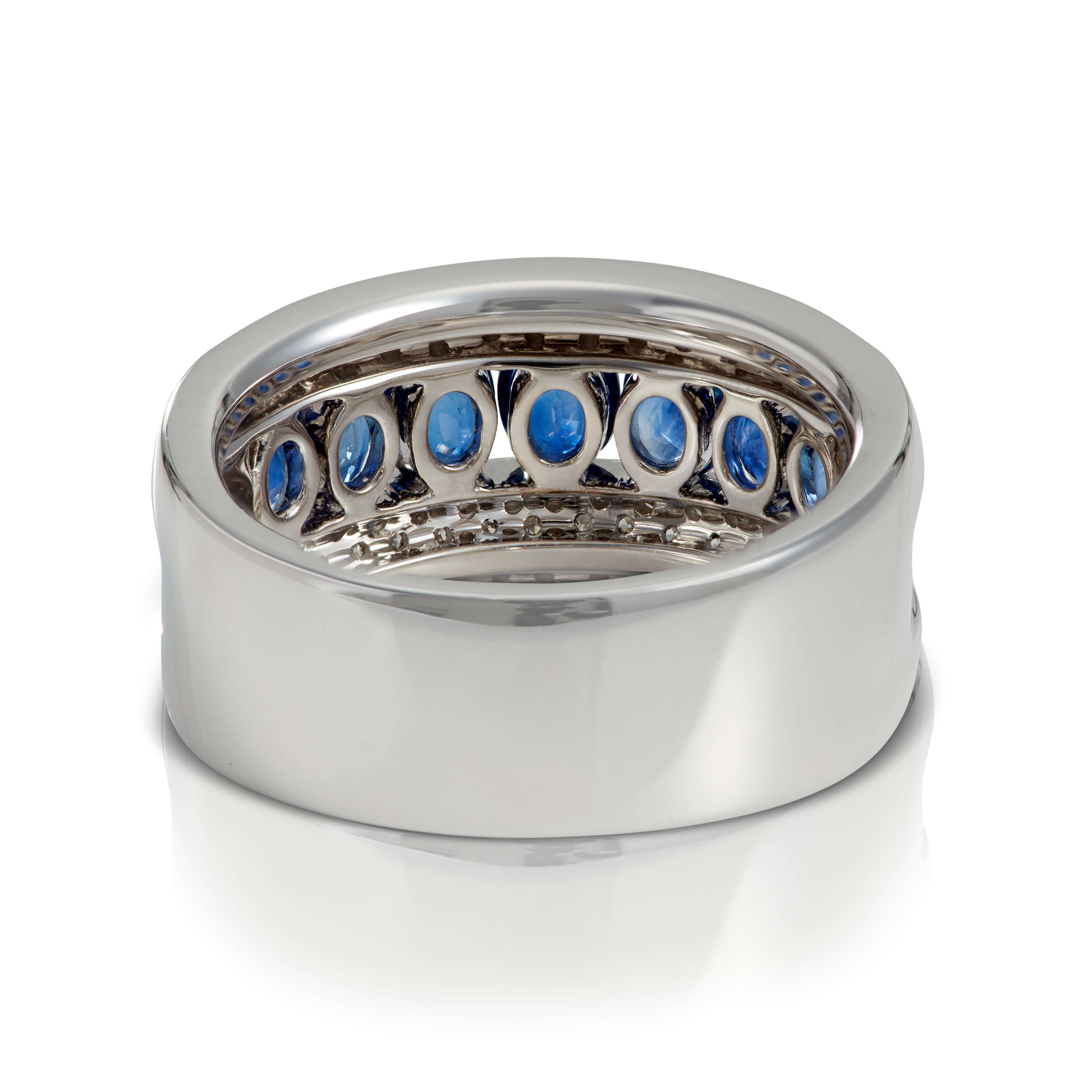 Channel Set Oval Sapphire & Diamond Band 14K