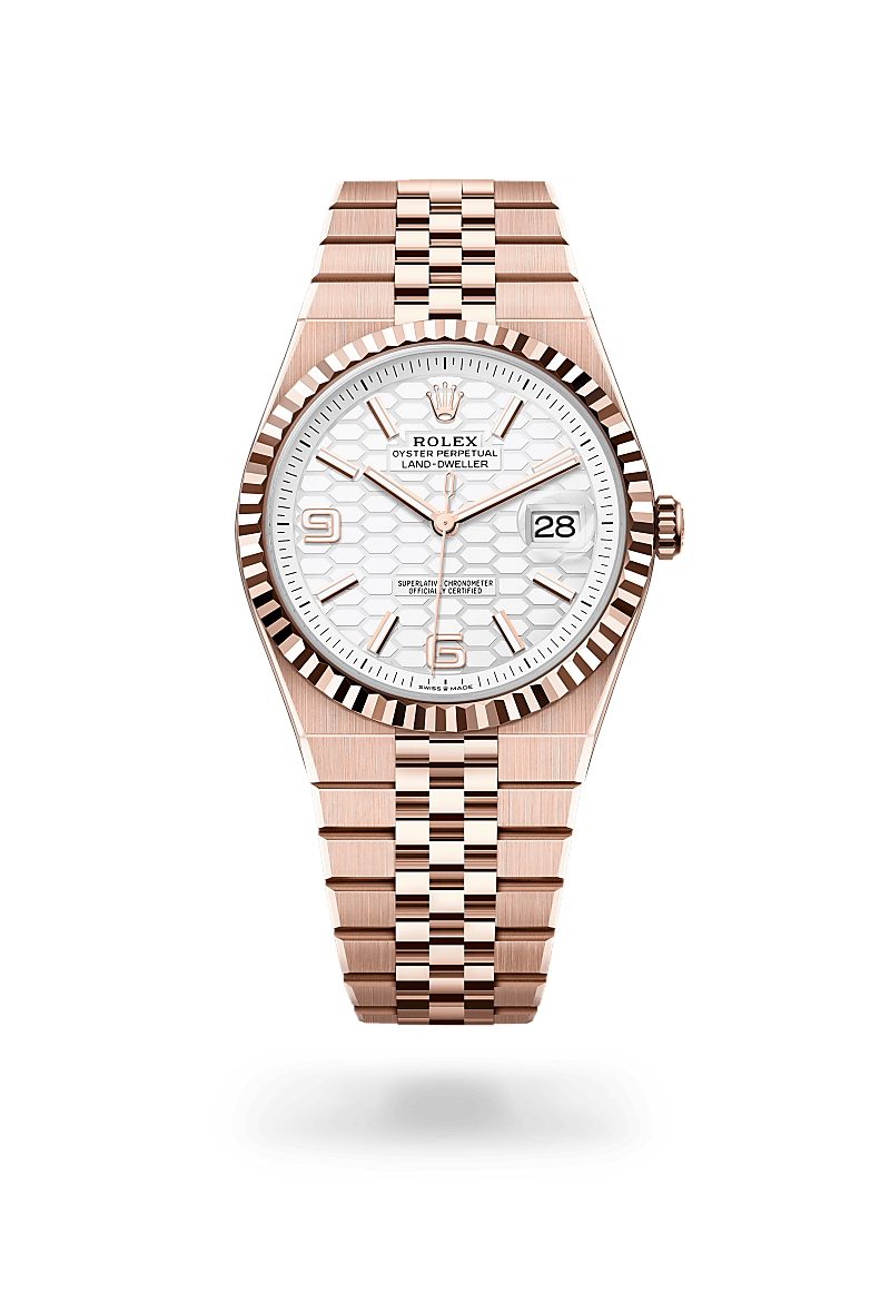 rolex land-dweller in 18 ct everose gold, m127335-0001 - ben bridge