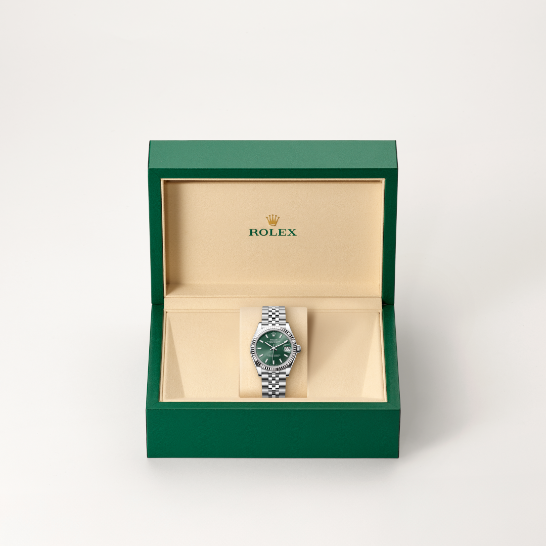 rolex datejust in white rolesor - combination of oystersteel and white gold, m278274-0018 - in rolex box - ben bridge