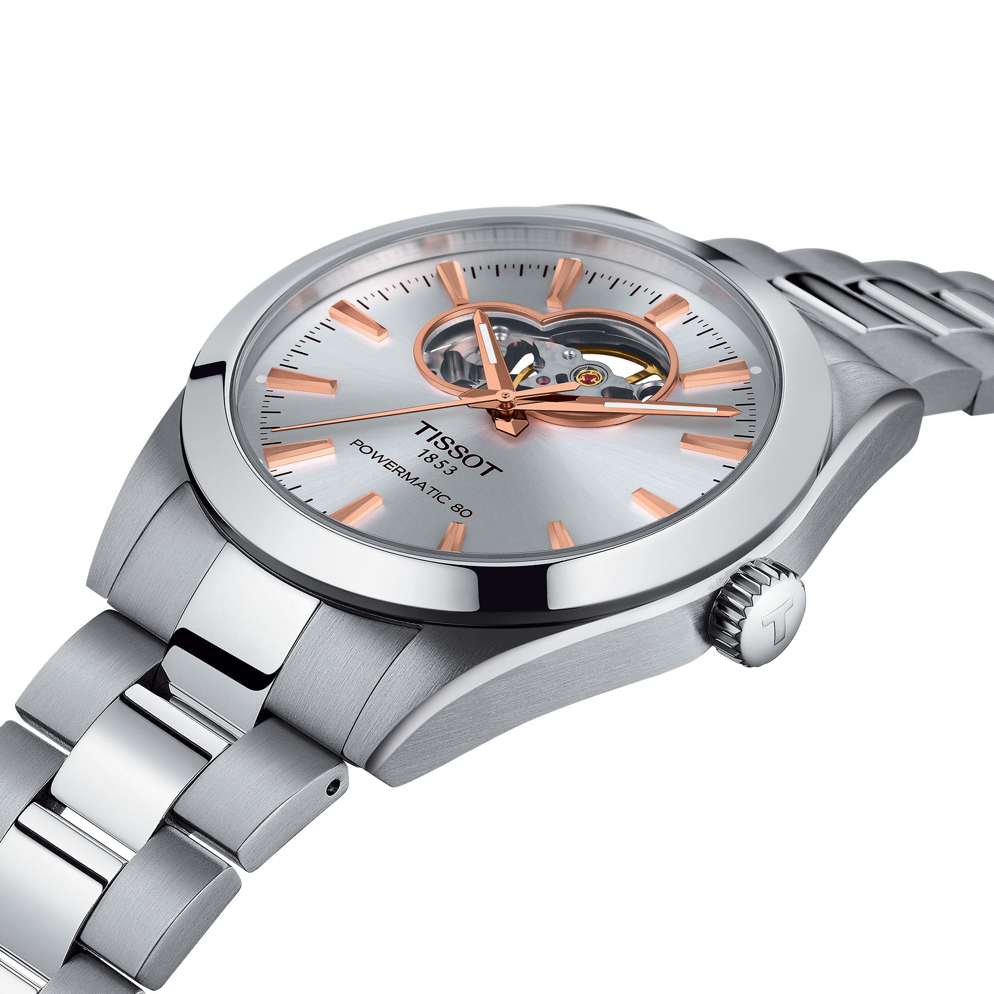 TISSOT Gentleman Open Heart Silver Dial Watch, 40mm