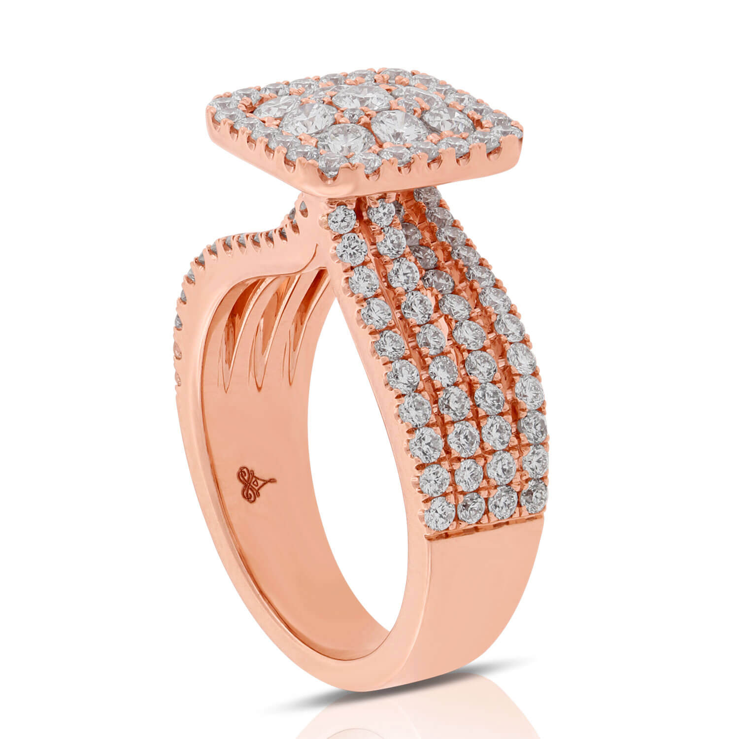 Rose Gold Halo Diamond Ring 14K
