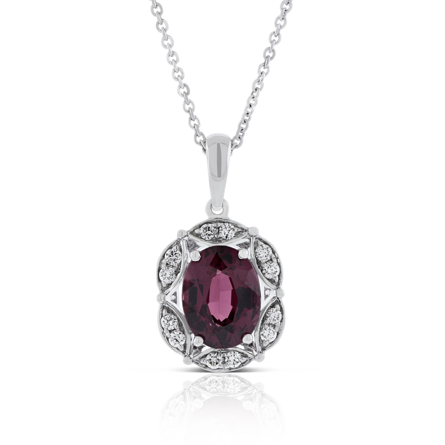 Rhodolite & Diamond Necklace 14K Ben Bridge Jeweler