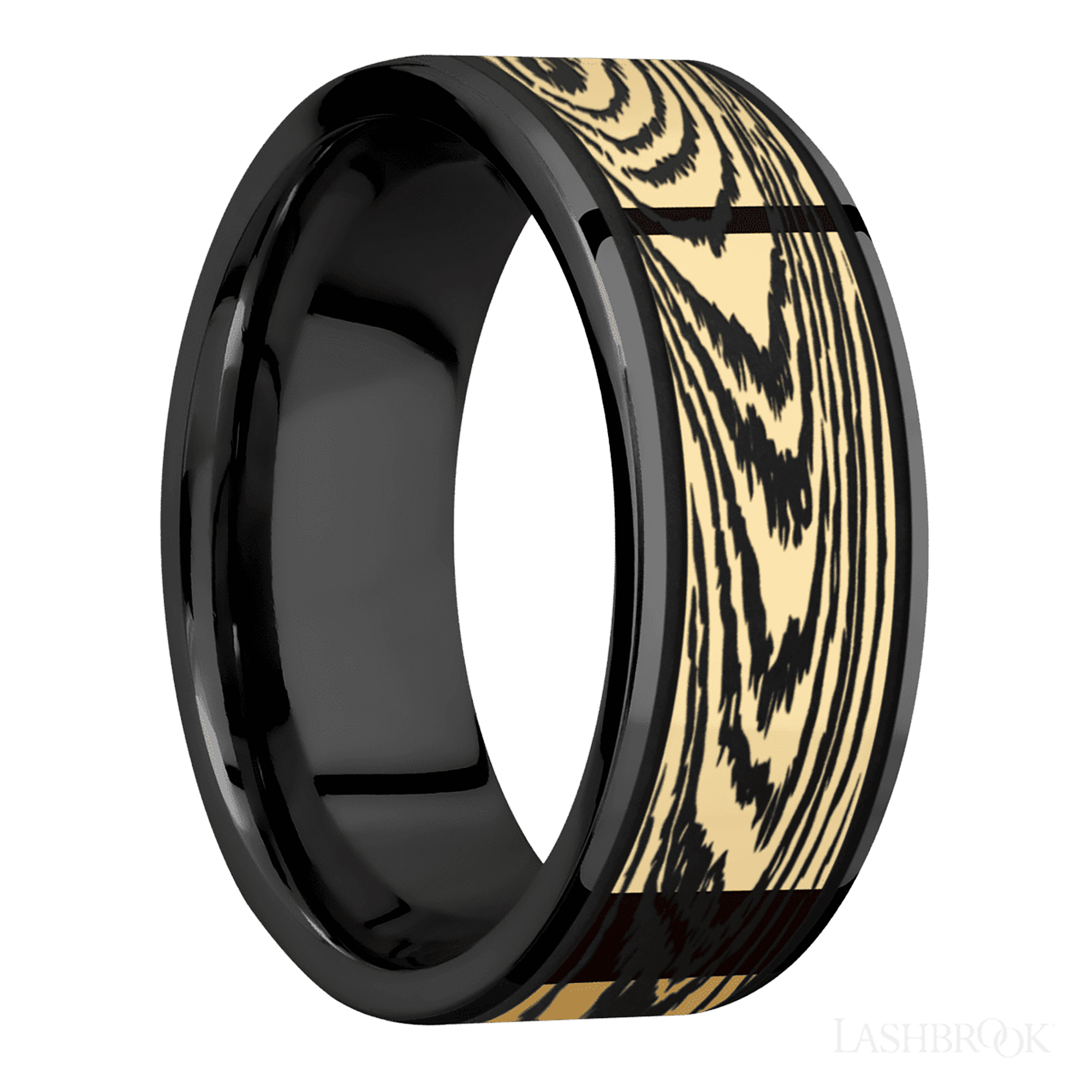 Zirconium with Polish Finish and 14K Yellow Gold Inlay