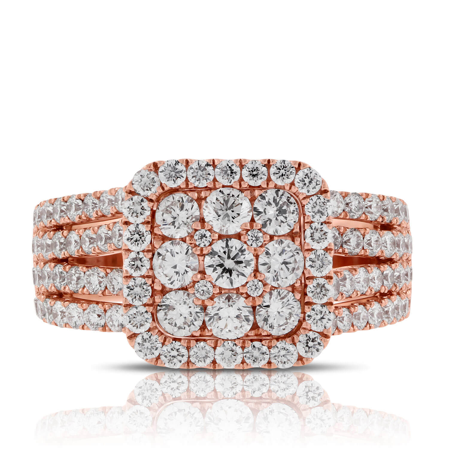 Rose Gold Halo Diamond Ring 14K
