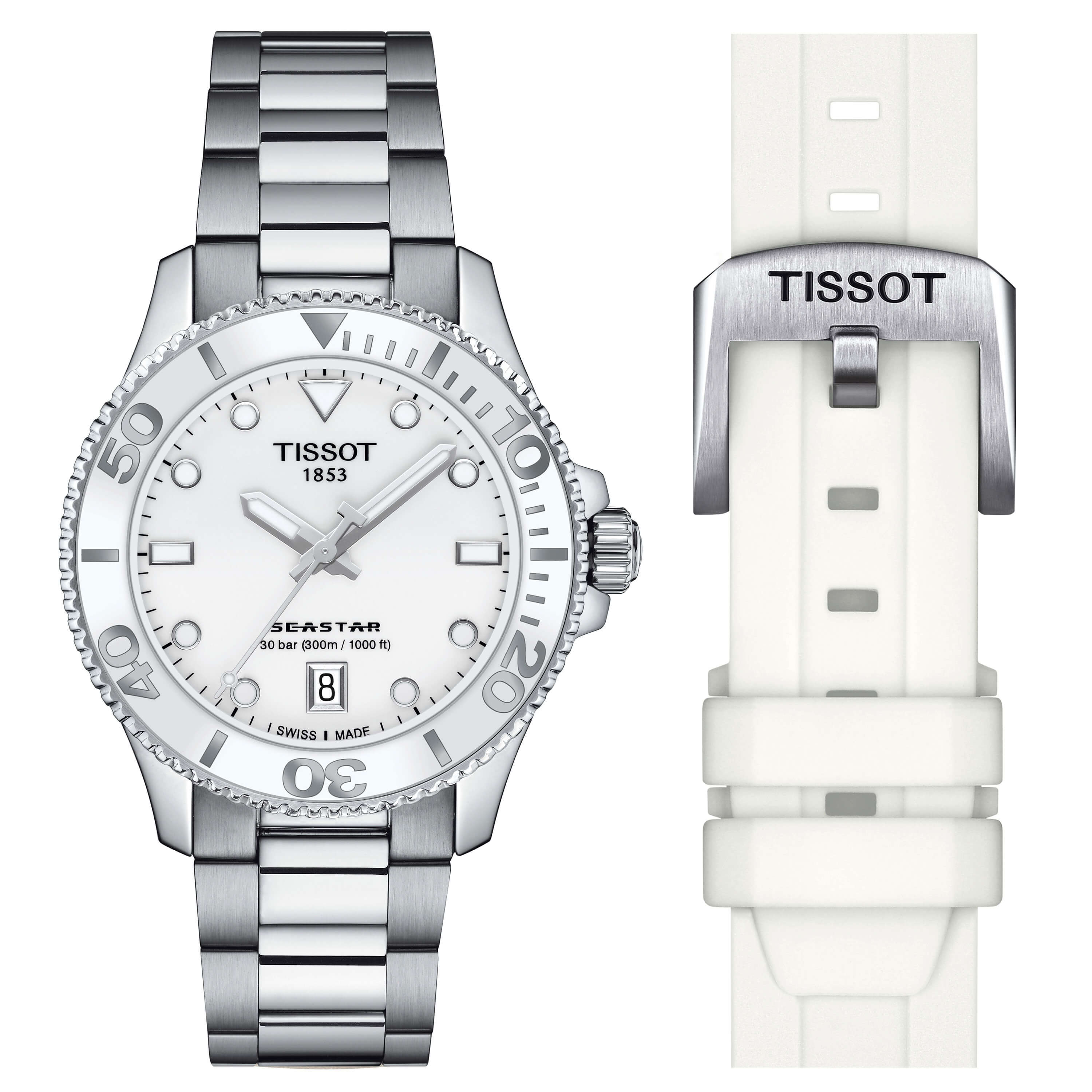 ティソ シースター1000 ホワイト 36mm クォーツ ユニセックス-