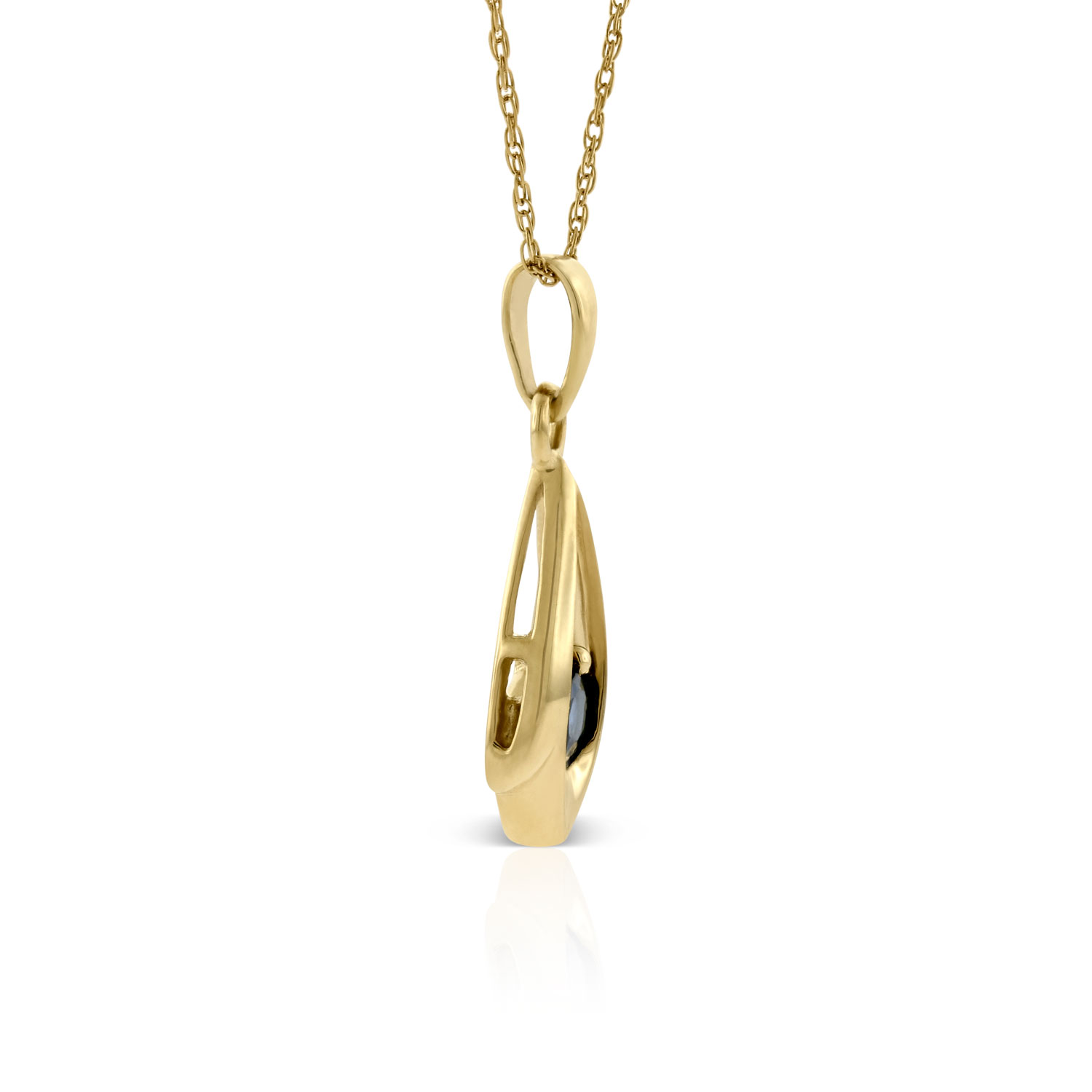 Sapphire Teardrop Pendant Necklace, 14K Yellow Gold