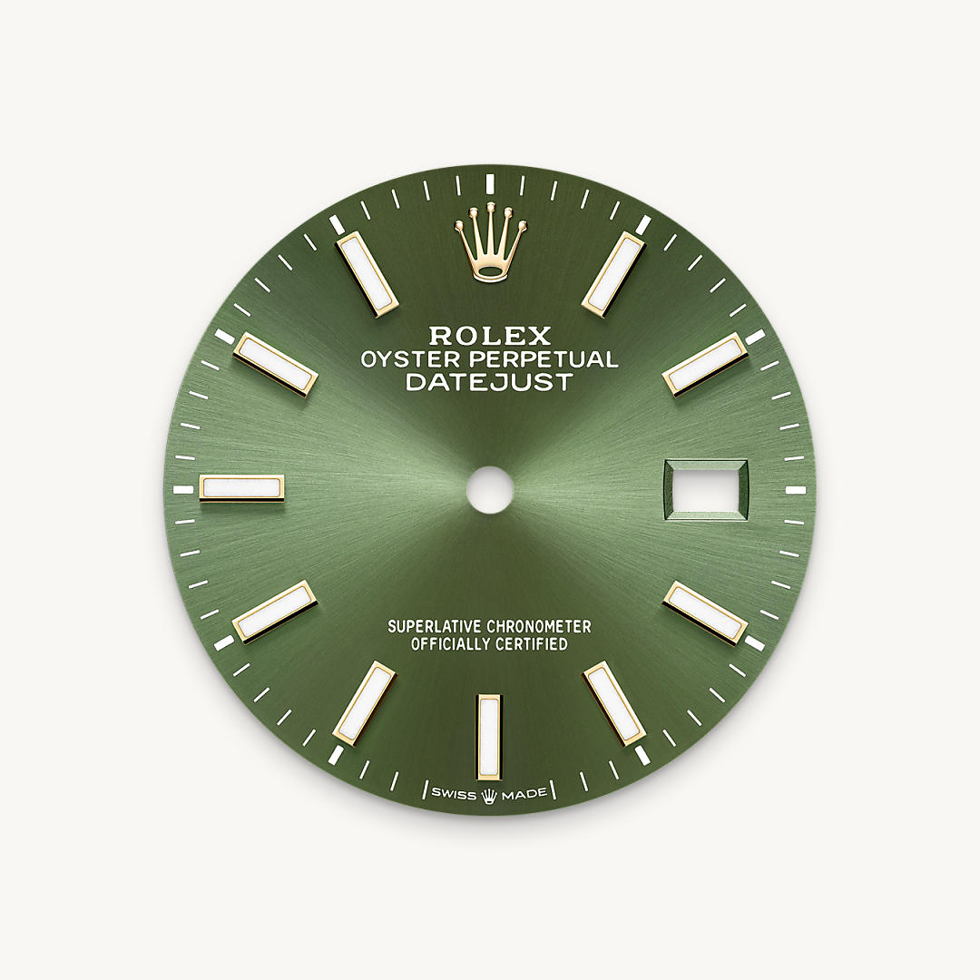 rolex datejust in yellow rolesor - combination of oystersteel and yellow gold, m126203-0058 - olive-green dial - ben bridge