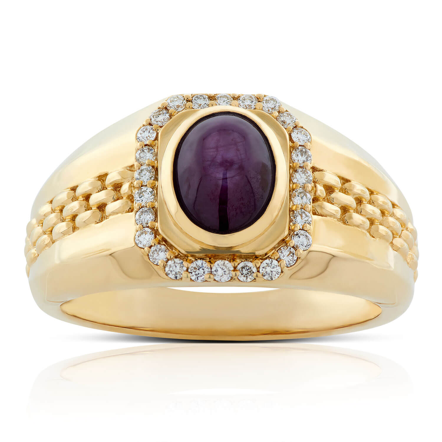 Ben Bridge Southcenter Mall Oval Star Ruby Diamond Ring 14K