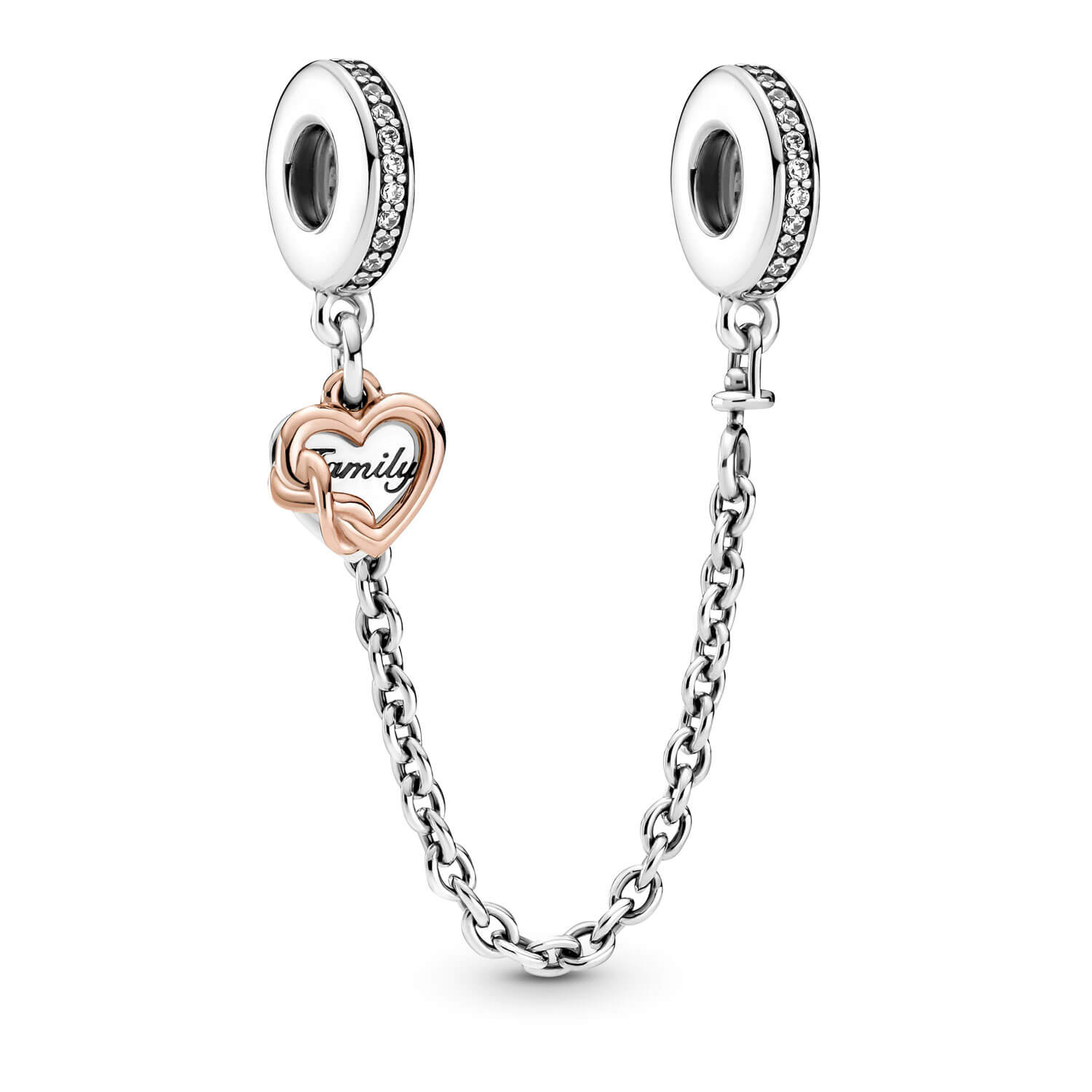 Pandora Family Heart CZ Safety Chain 