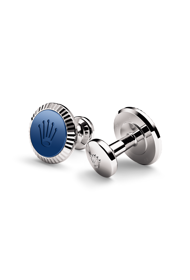 Rolex Fluted cufflinks, 18 kt white gold, A1039