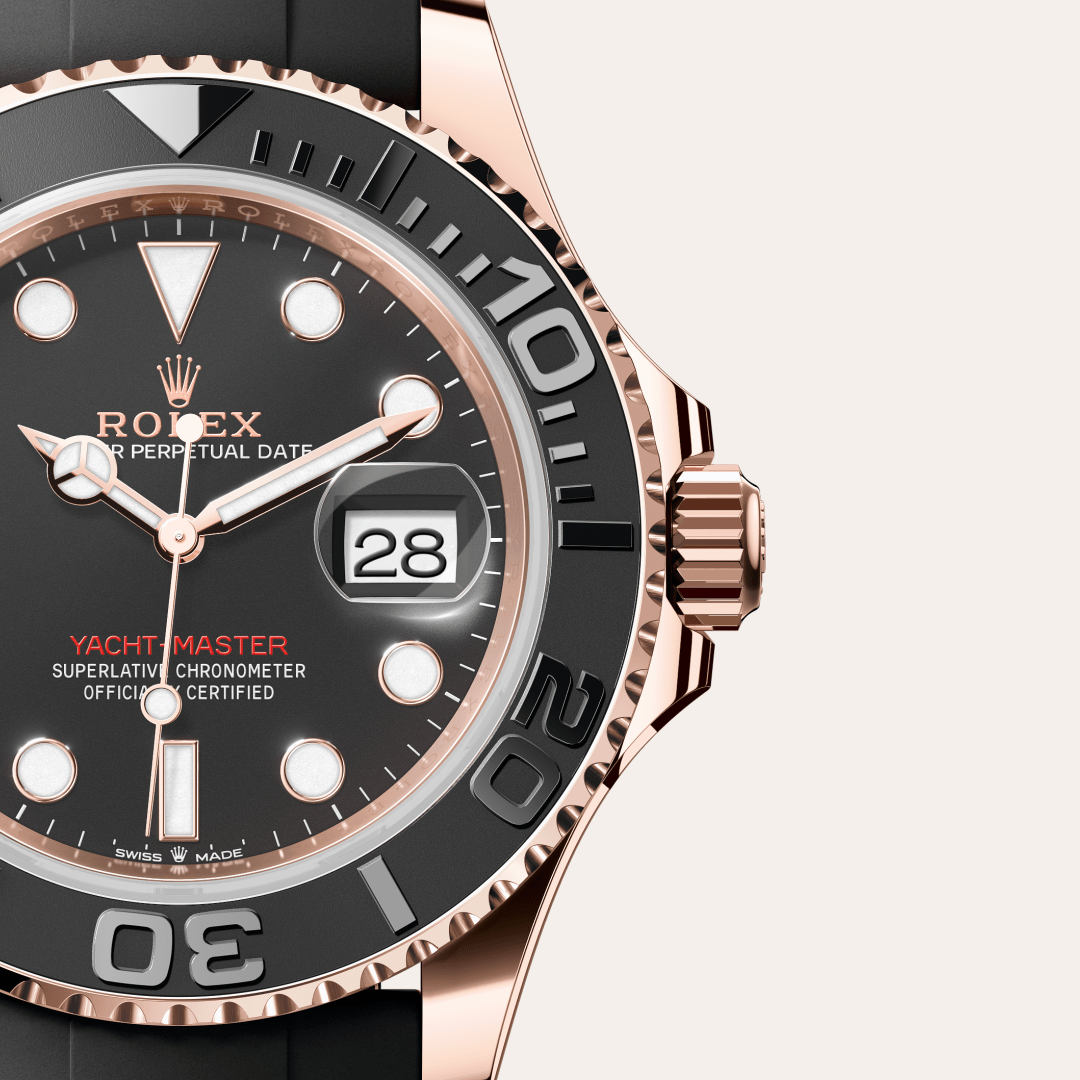 rolex yacht-master in 18 ct everose gold, m126655-0002 - watch dial - ben bridge