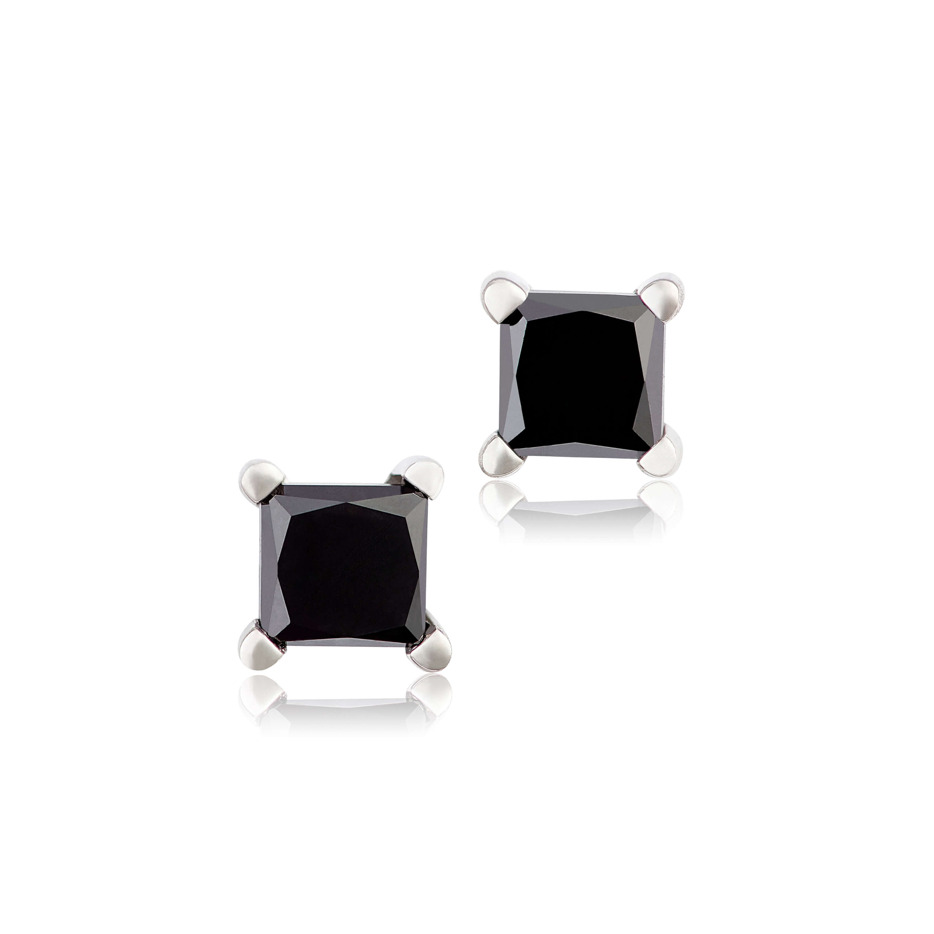 SVC-JEWELS Princess Cut Diamond Solitaire Stud Earrings 14K Black Gold Over .925 Sterling Silver For Womens & Girls 3MM TO 10MM 