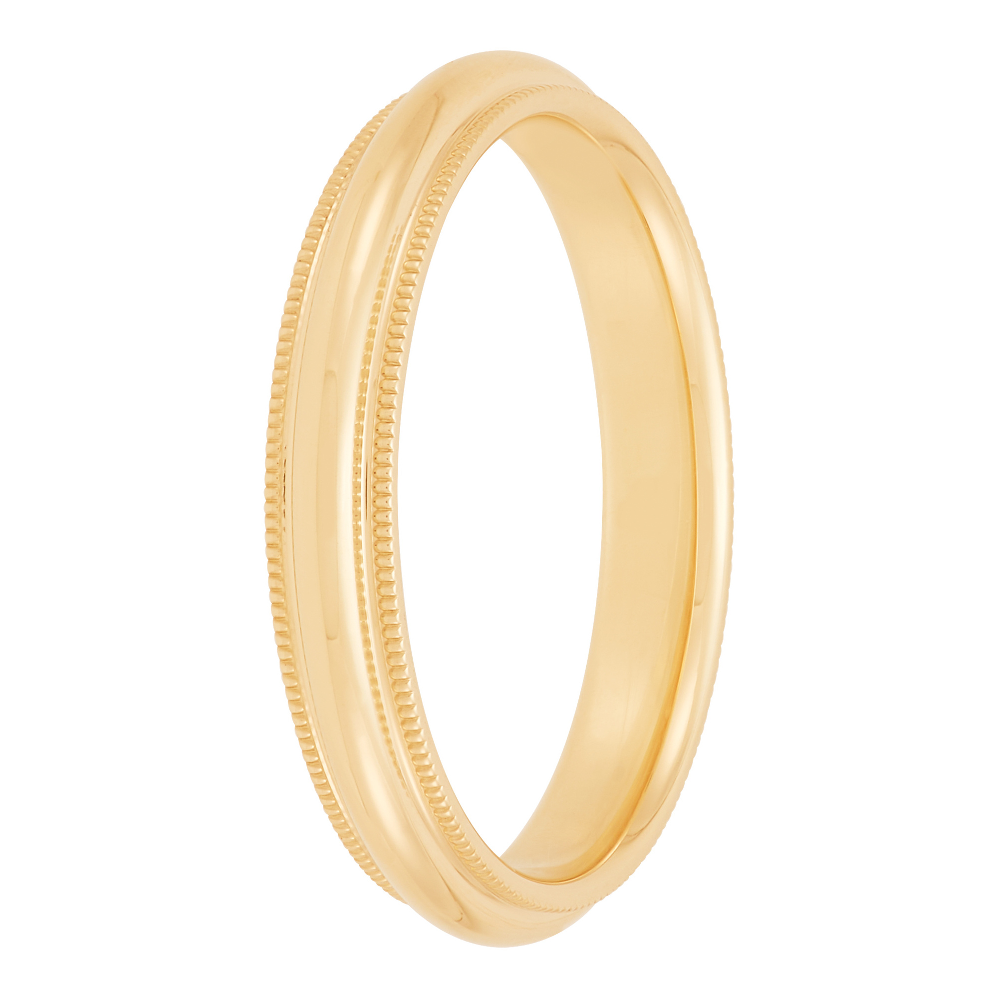 Yellow Gold Polished Milgrain Edge Comfort Fit 3.5mm Band 18K