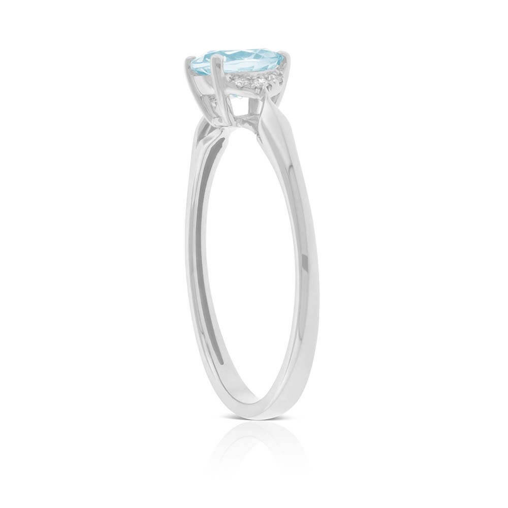 Special aquamarineペンデュラム✨ Aquamarine Tear Drop Ring Set with Diamond Accents – Sennin