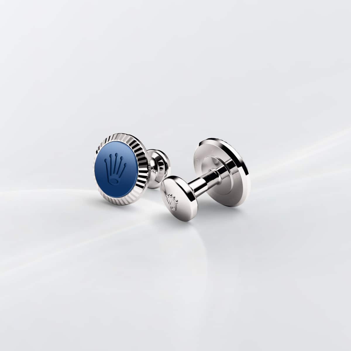 Rolex Fluted cufflinks, 18 kt white gold, A1039