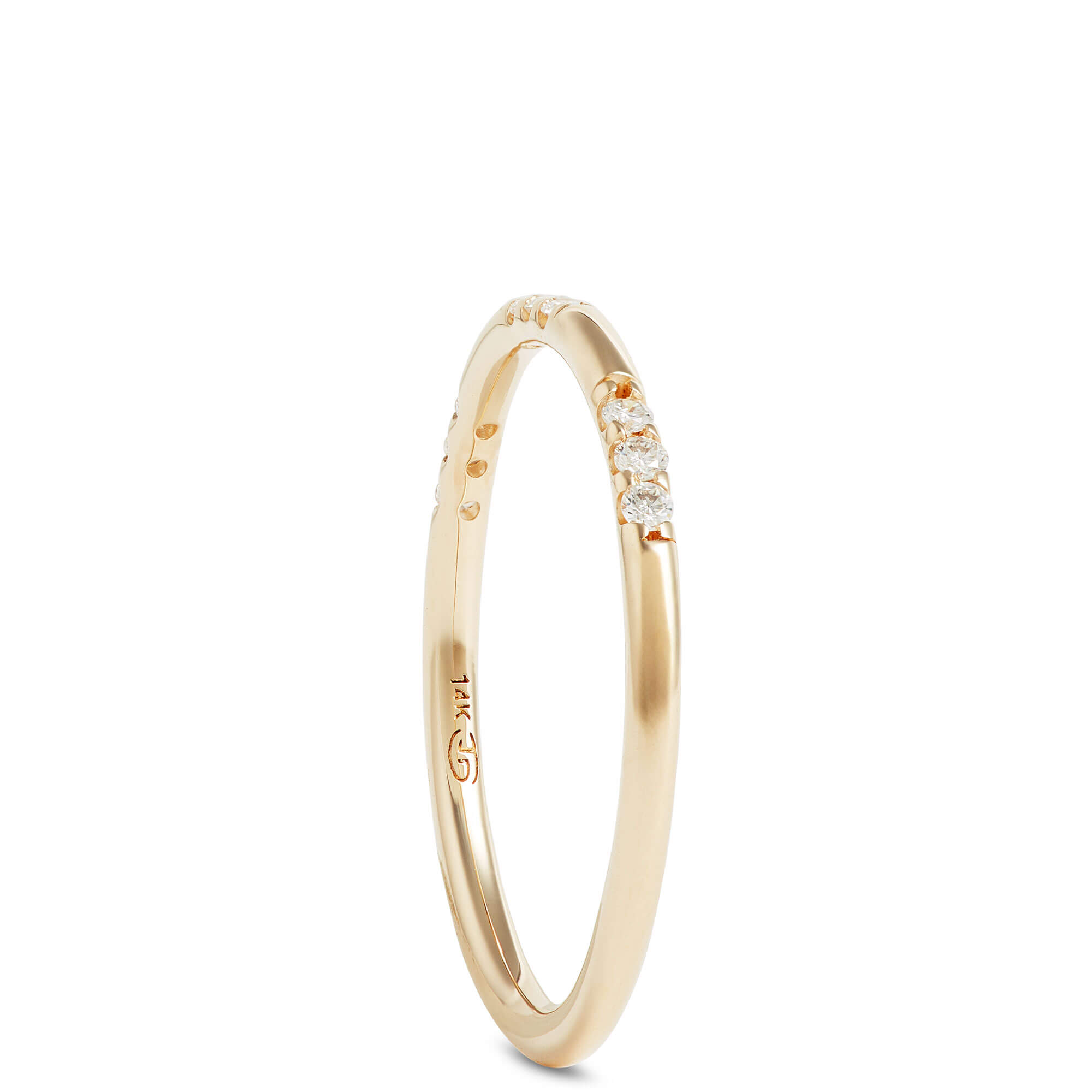 Stackable Round Diamond Ring, 14K Yellow Gold