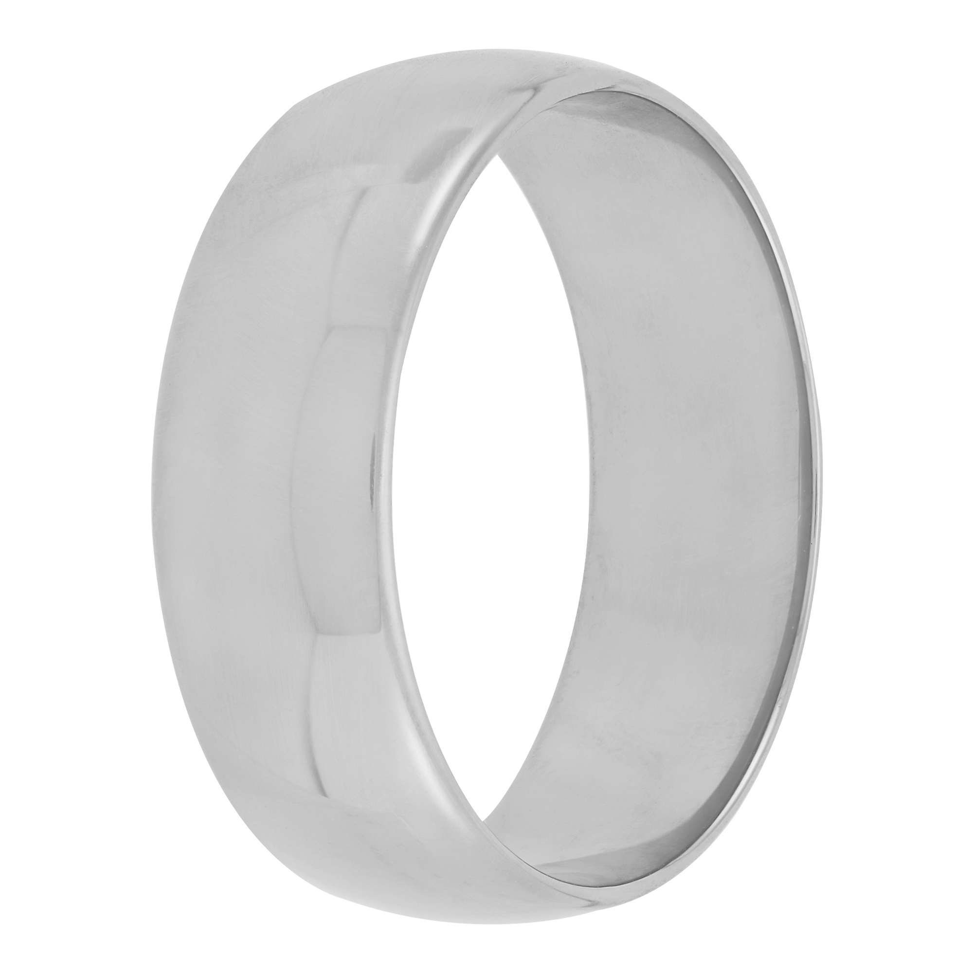 White Gold Polished Rounded 7mm Band 14K