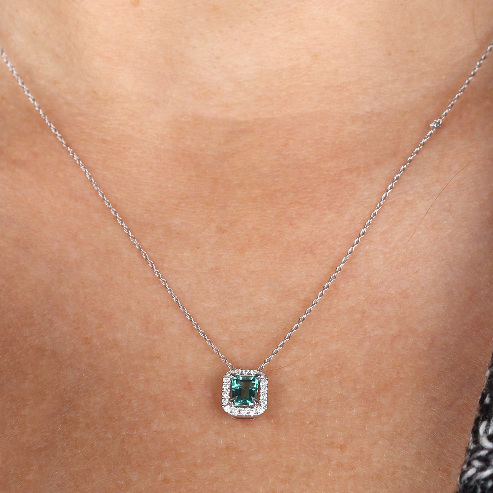 Emerald & Diamond Pendant 14K