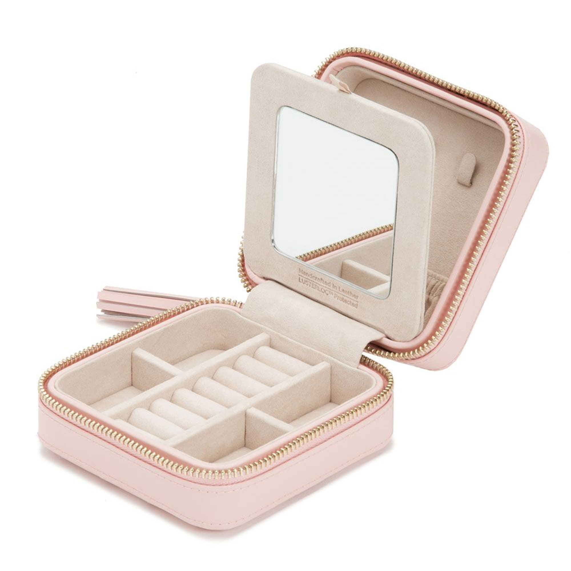 WOLF Caroline Zip Travel Case | Pink Quilted Leather