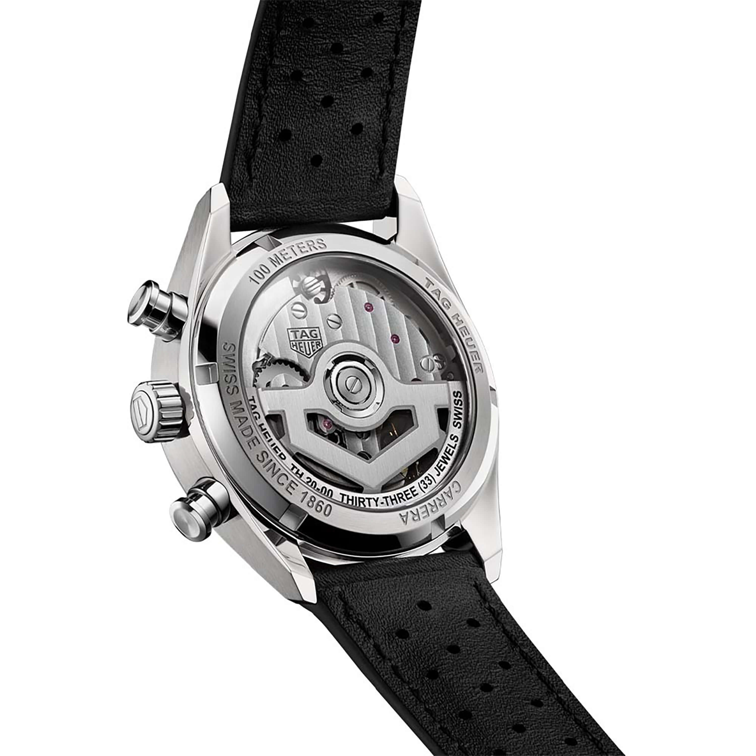 TAG Heuer Carrera Chronograph Watch Steel Case Black Dial, 39mm