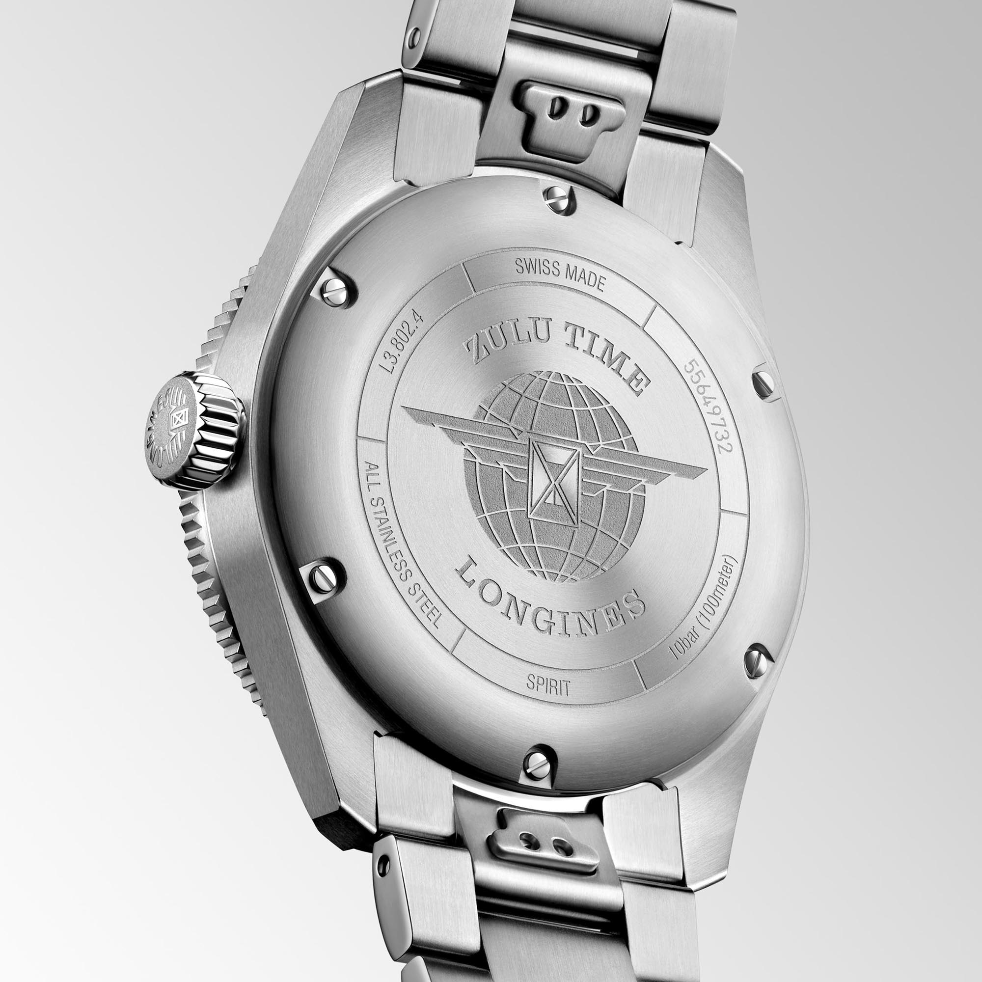 Longines Spirit Zulu Time Anthracite Dial Watch, 39mm