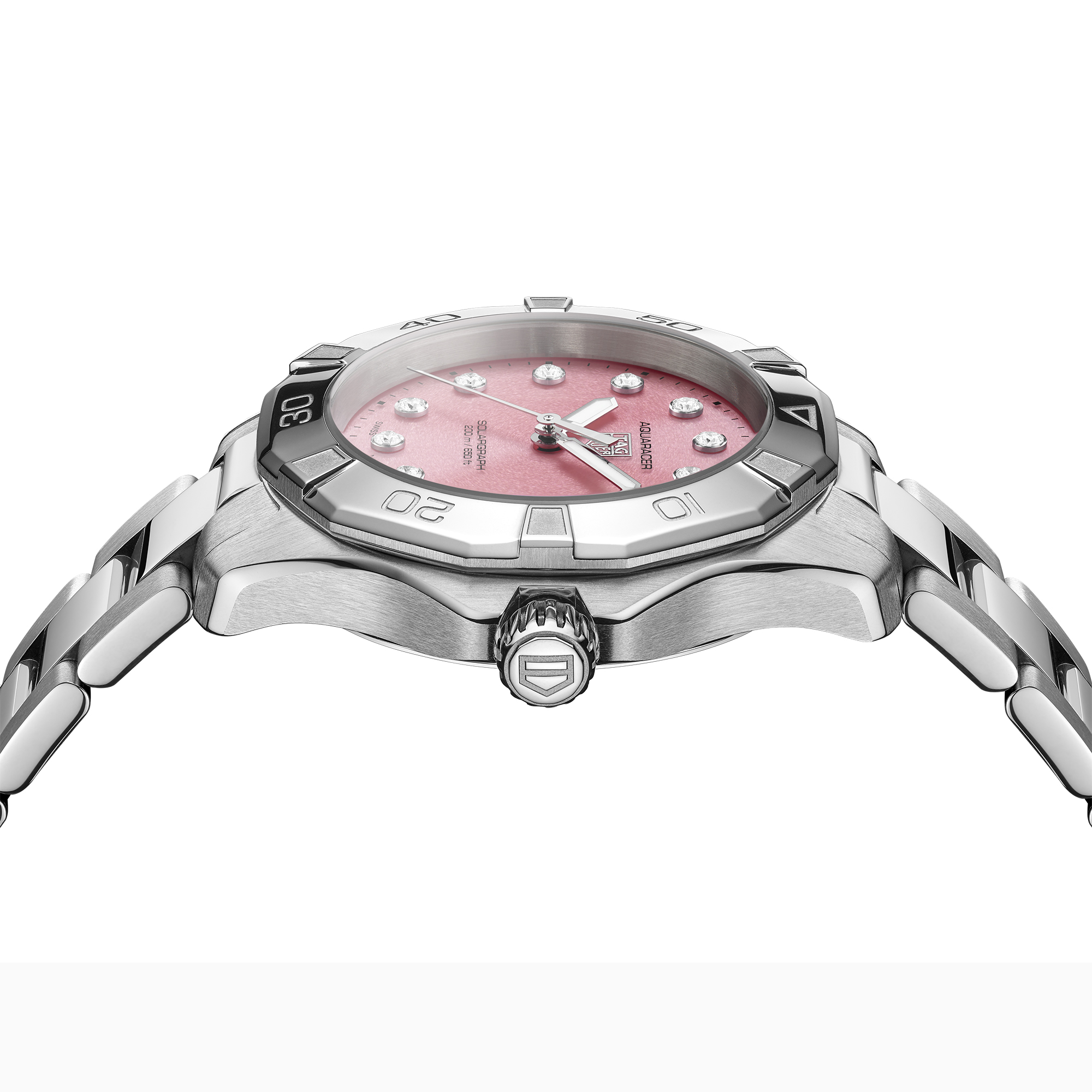TAG Heuer Aquaracer Professional 200 Solargraph Pink Dial Watch, 34mm