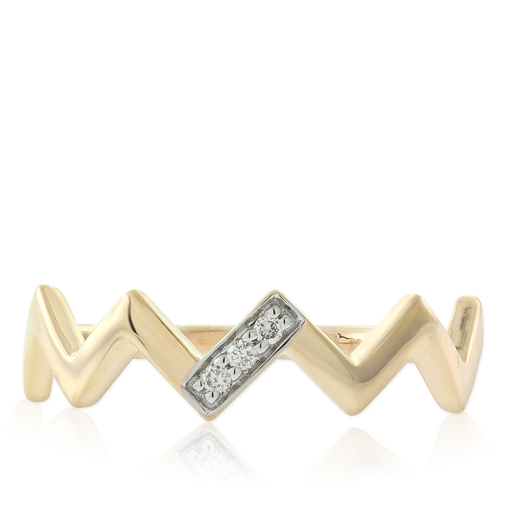 Diamond Zig Zag Midi Ring 14K