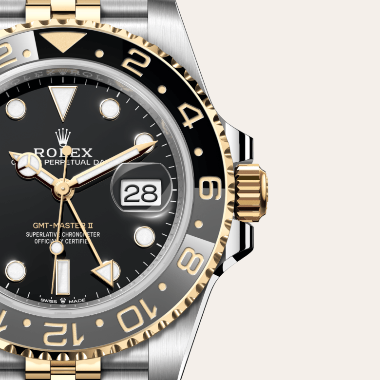 rolex gmt-master ii in yellow rolesor - combination of oystersteel and yellow gold, m126713grnr-0001 - watch dial - ben bridge