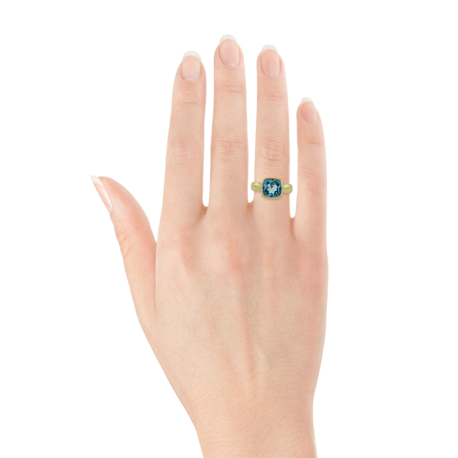 Bezel Set Blue Topaz Ring 14K