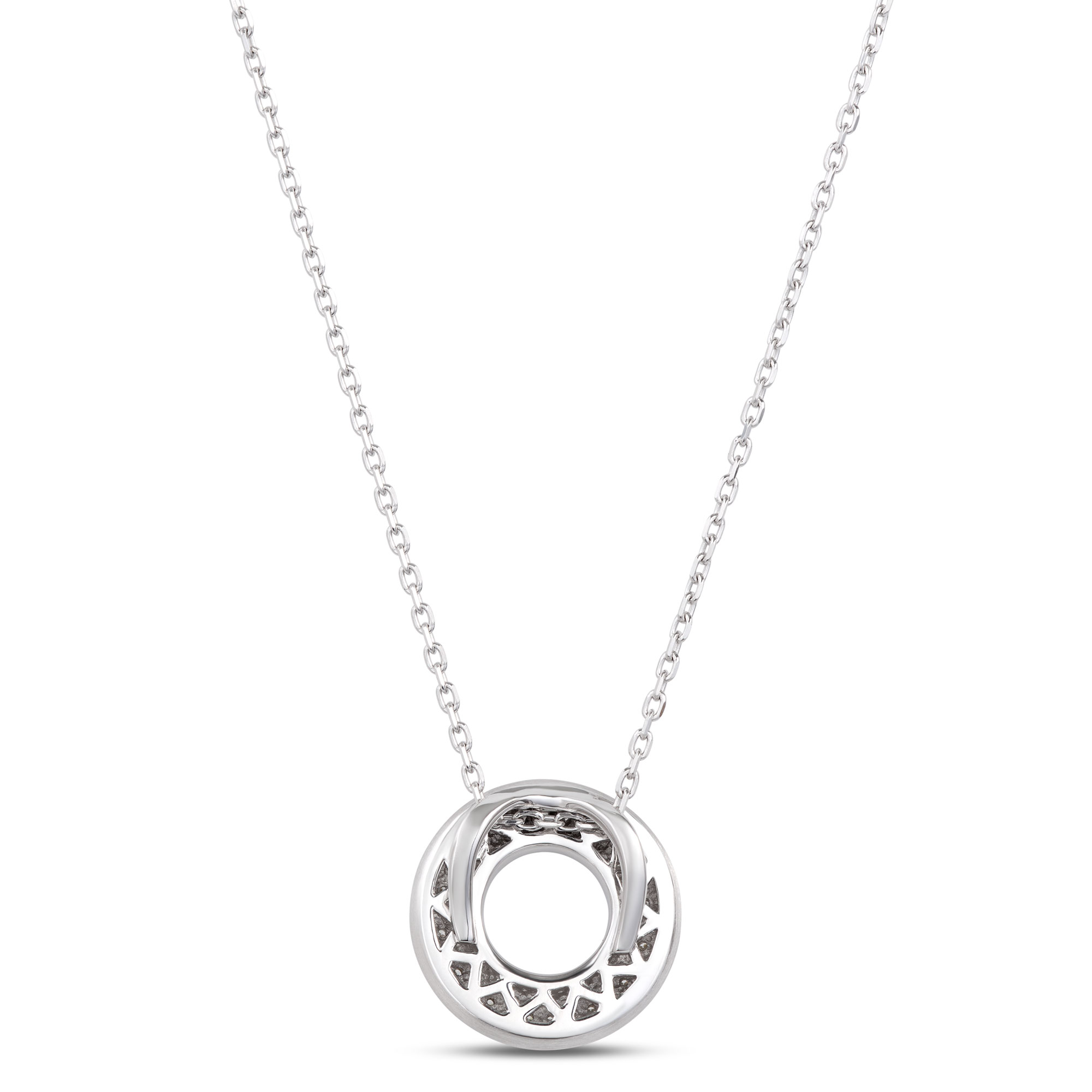 Diamond Donut Pendant, Sterling Silver