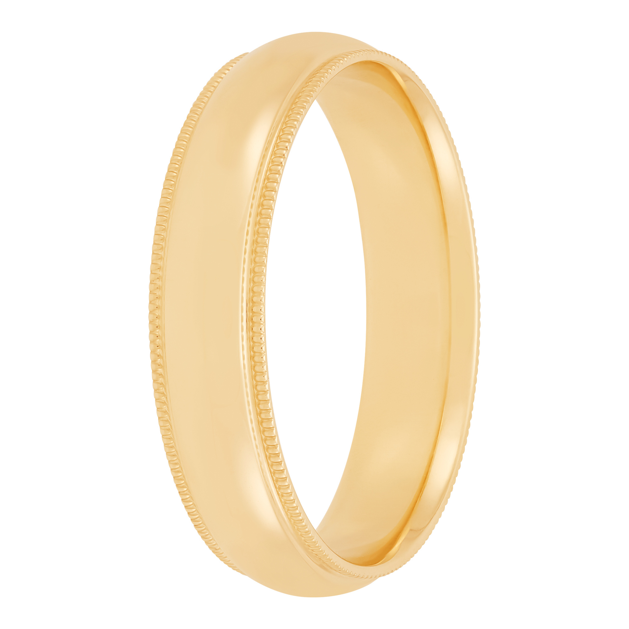 Yellow Gold Polished Milgrain Edge Comfort Fit 5mm Band 14K