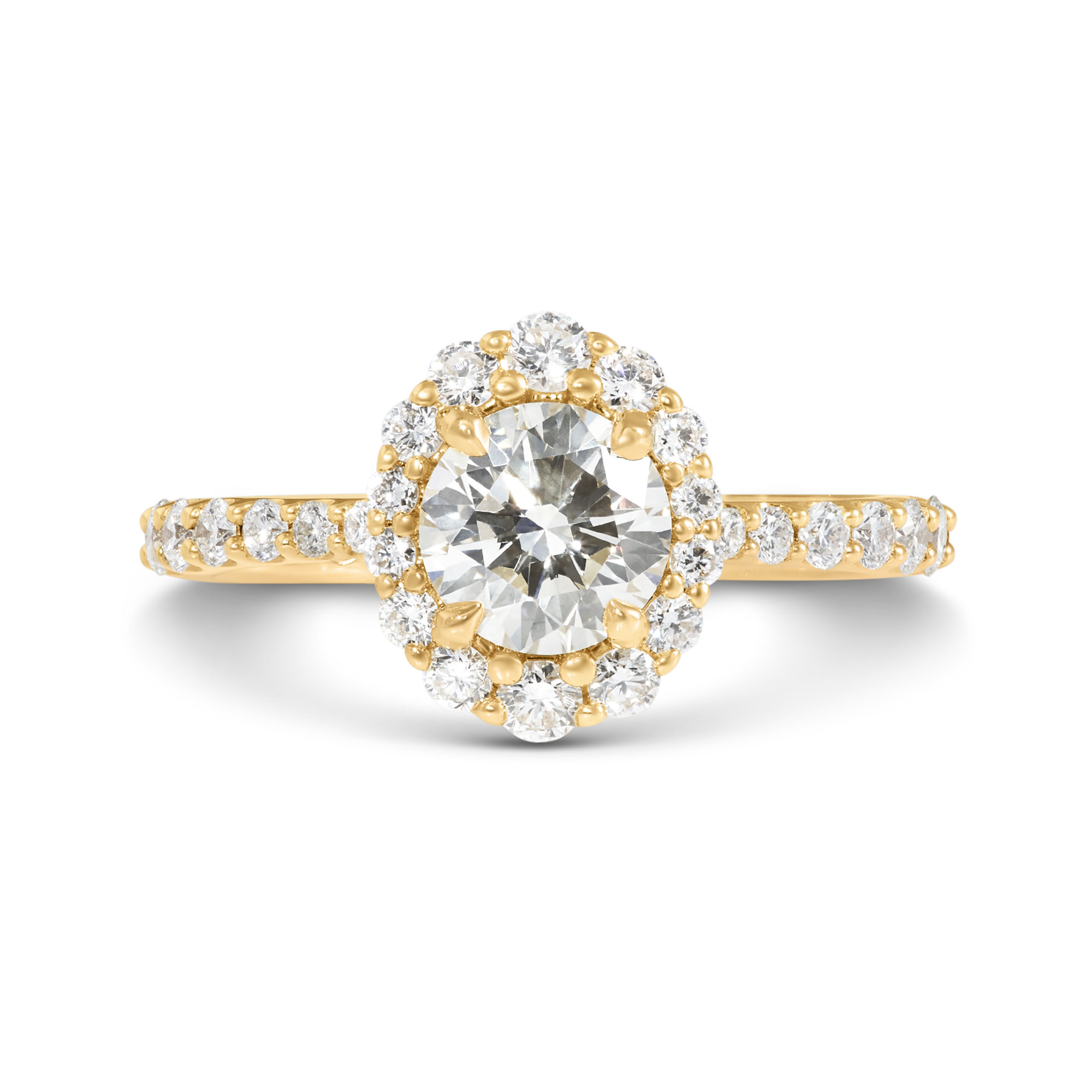 Bella Ponte Round Diamond Halo Engagement Ring, 18k Yellow Gold
