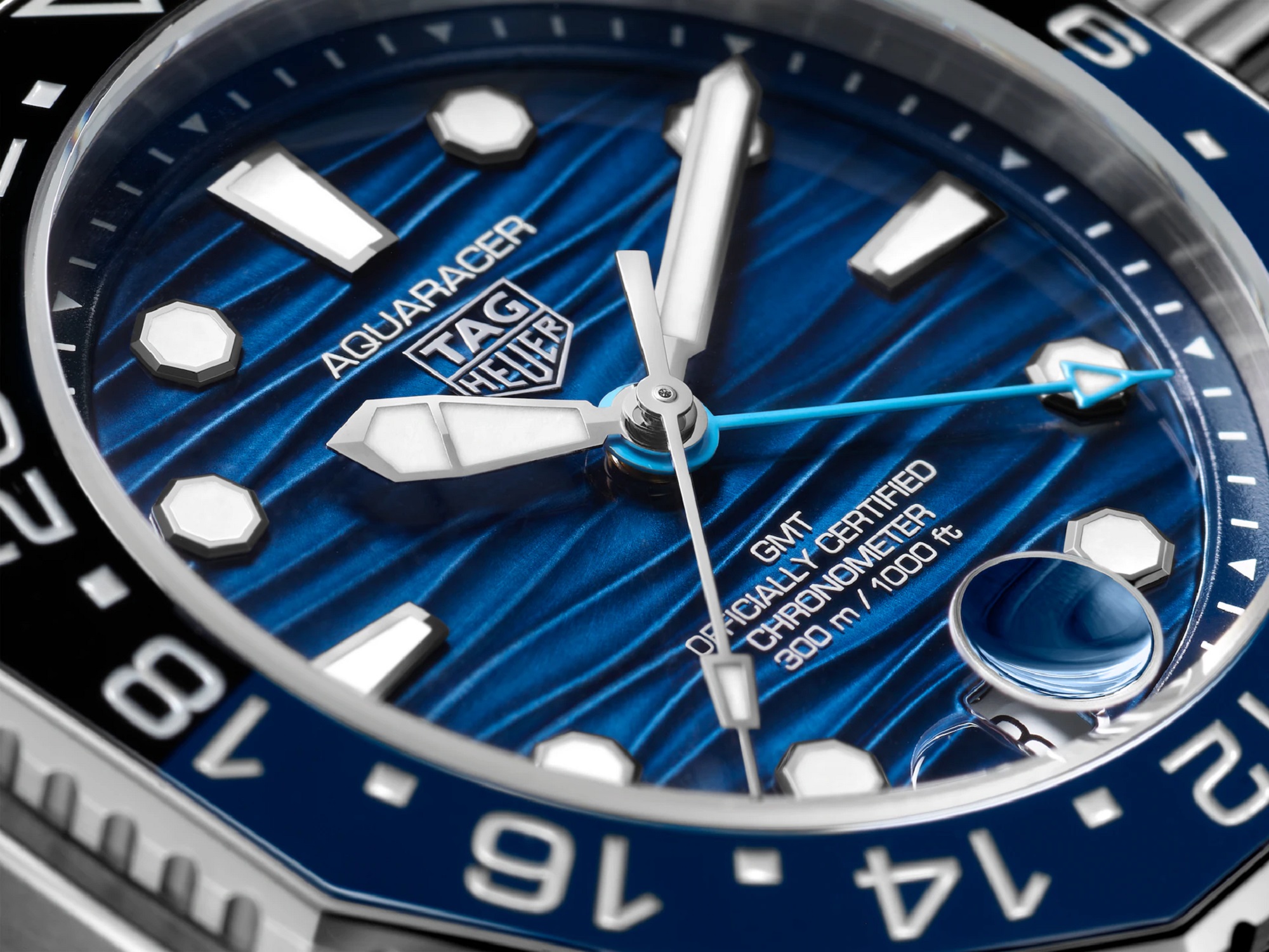 TAG Heuer Aquaracer Professional 300 GMT Blue Dial Blue Rubber Strap Watch, 42mm