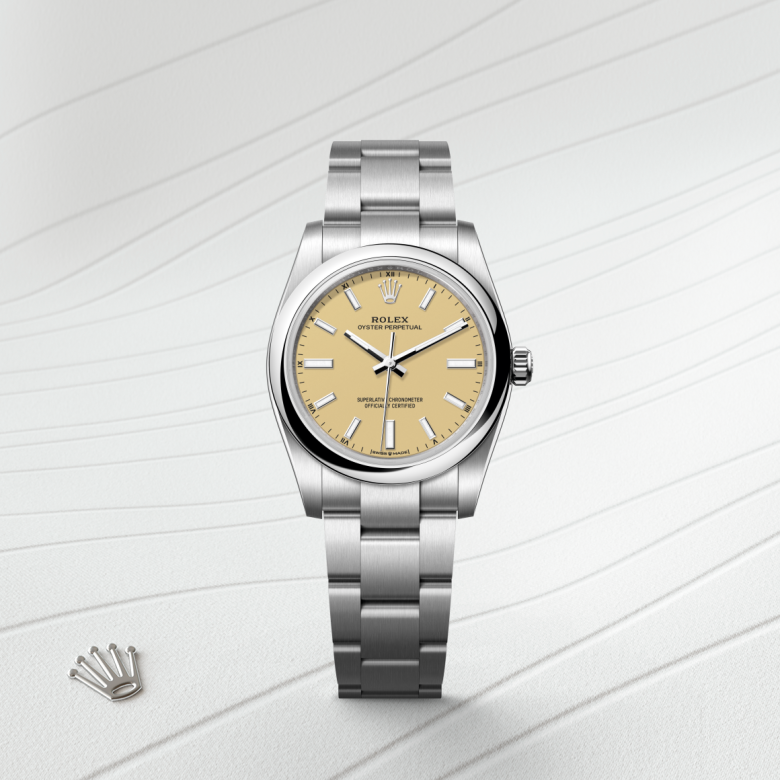 rolex oyster perpetual in oystersteel, m124200-0007 - watch with background color - ben bridge