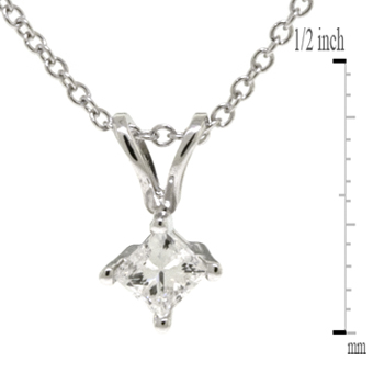 Princess Cut Diamond Pendant, &frac14; Carat Total Weight, 14K White Gold