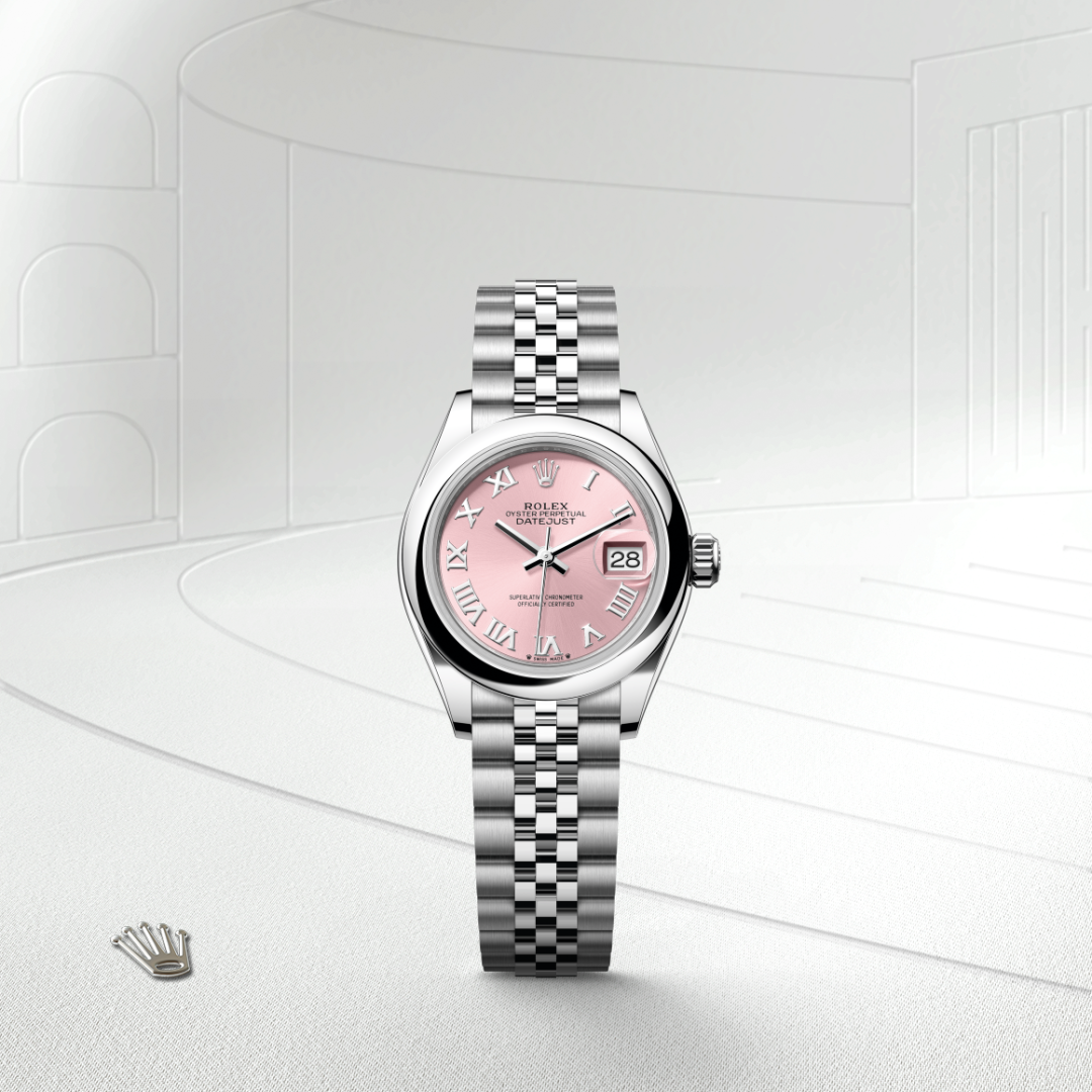 rolex lady-datejust in oystersteel, m279160-0013 - watch with background color - ben bridge