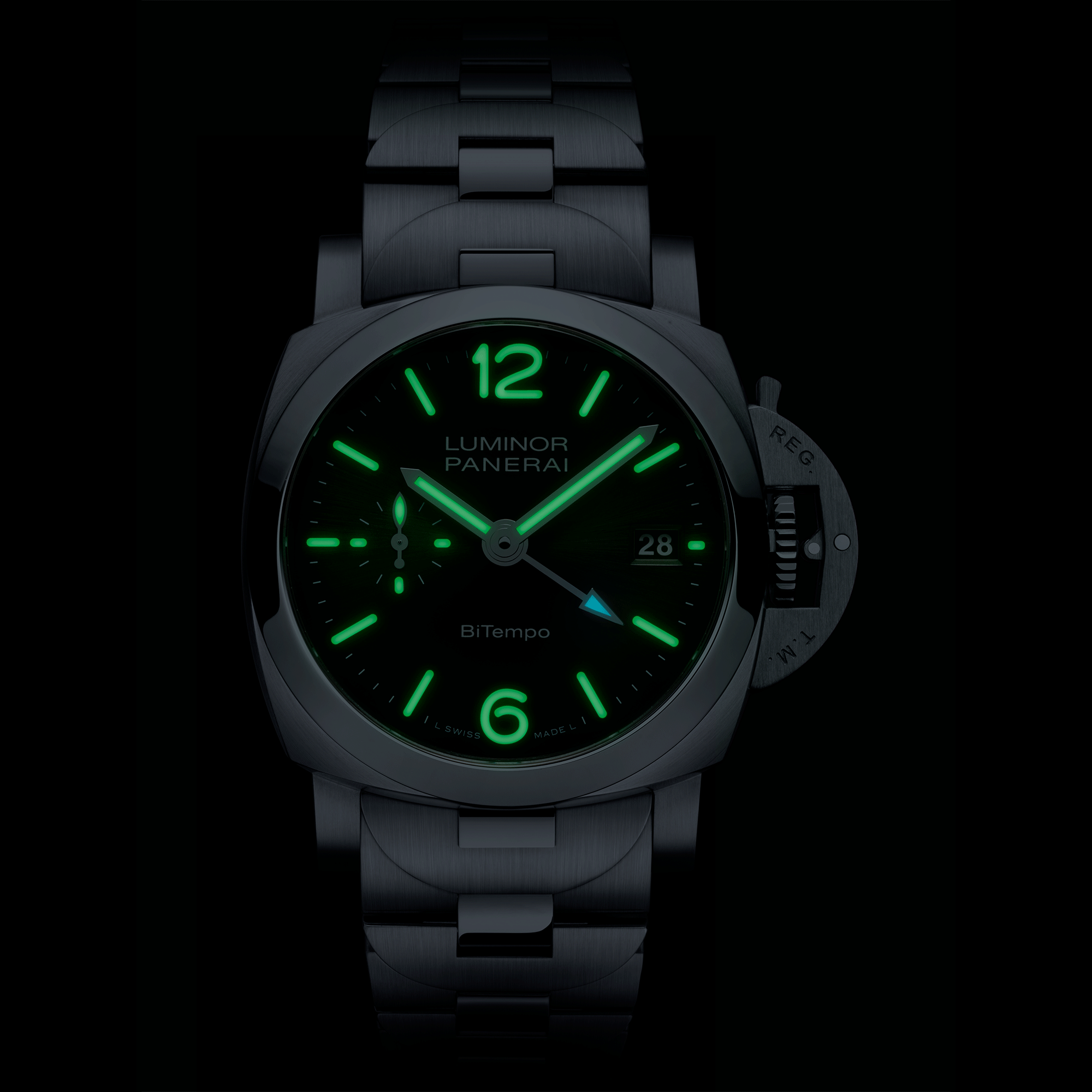 Panerai Luminor Quaranta BiTempo Green Dial Watch, 40mm