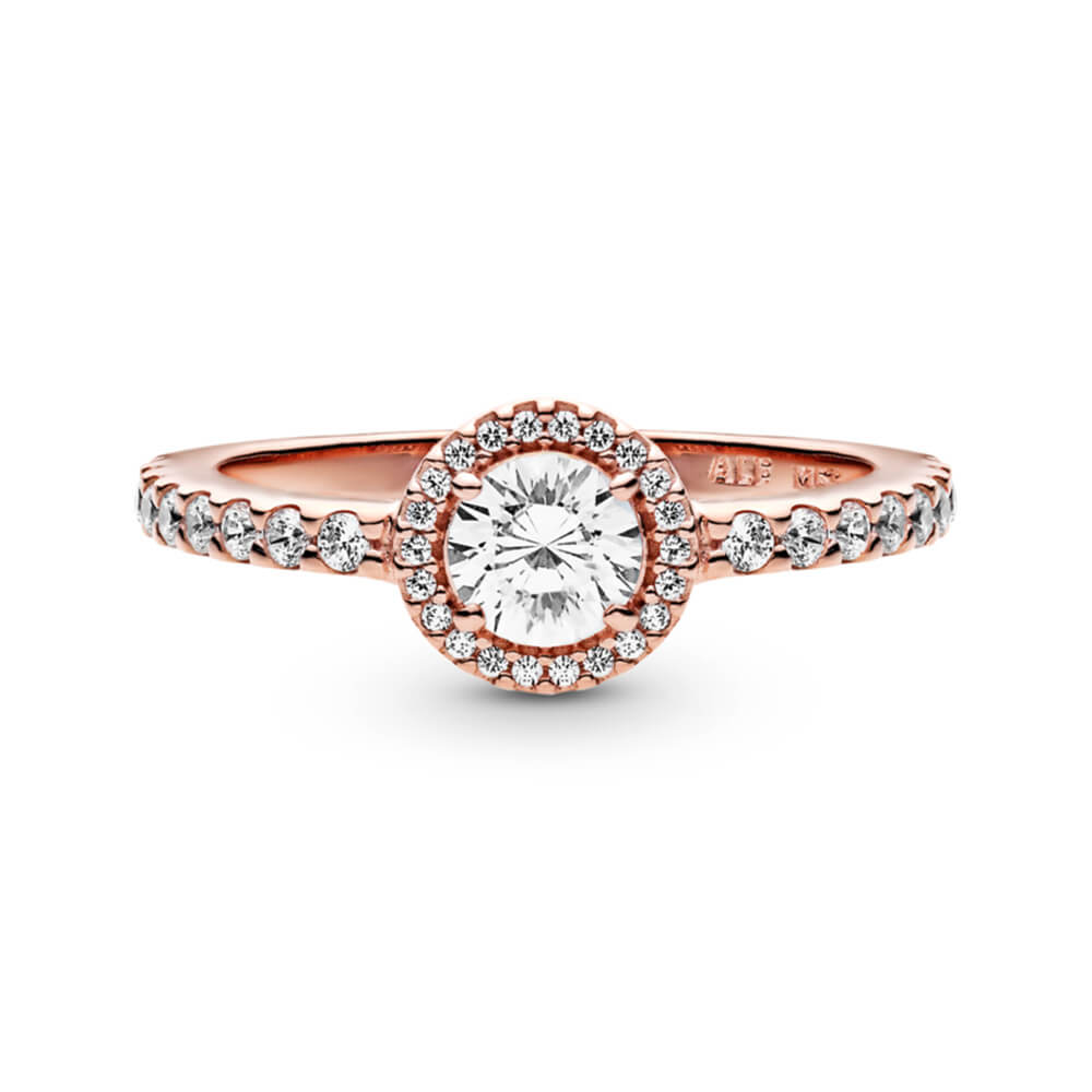 Rose gold halo ring pandora Clearance
