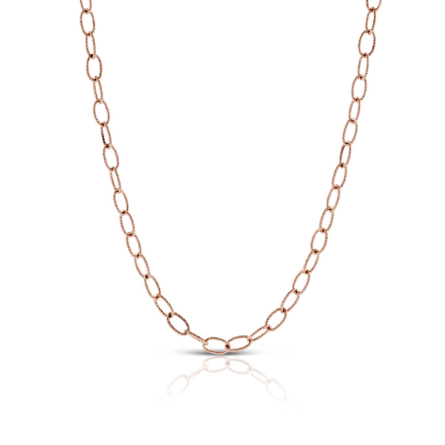 Rose Gold Toscano Oval Link Chain Necklace 14K, 32