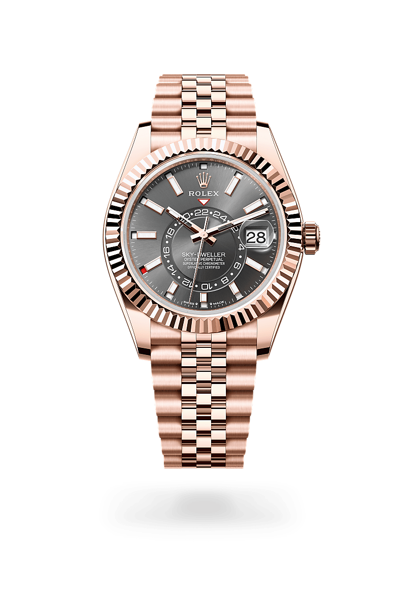 rolex sky-dweller in 18 ct everose gold, m336935-0008 - ben bridge